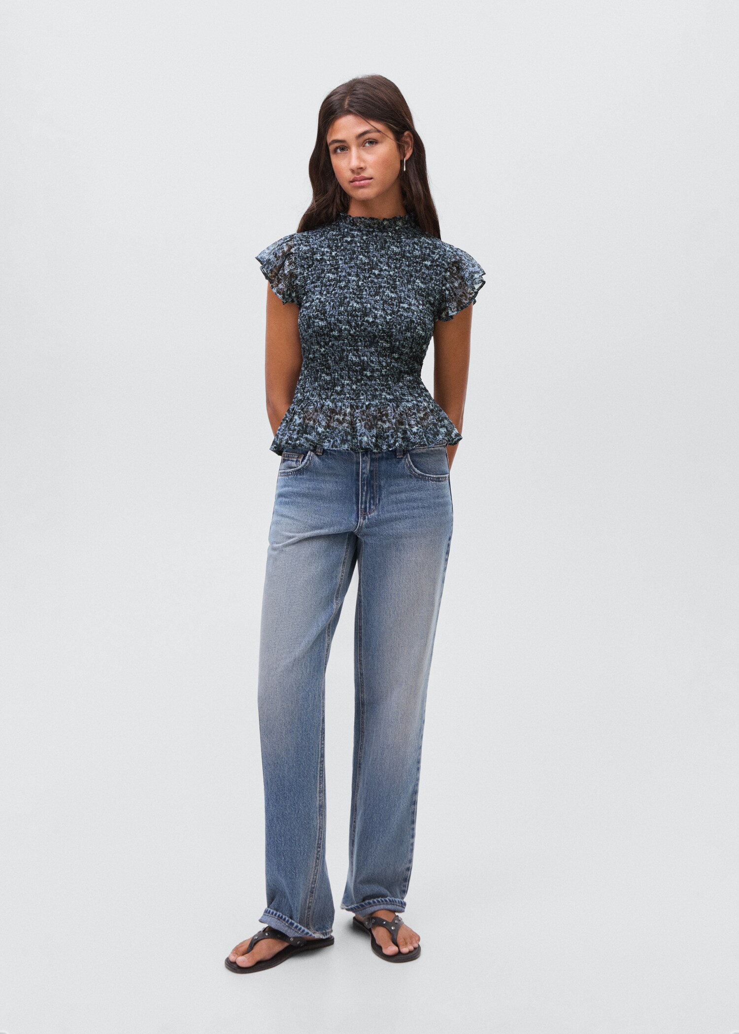 Ruffles printed blouse - General plane