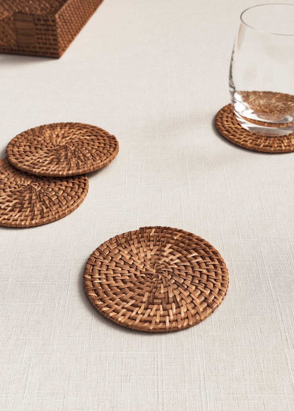 Set of 4 rattan coasters