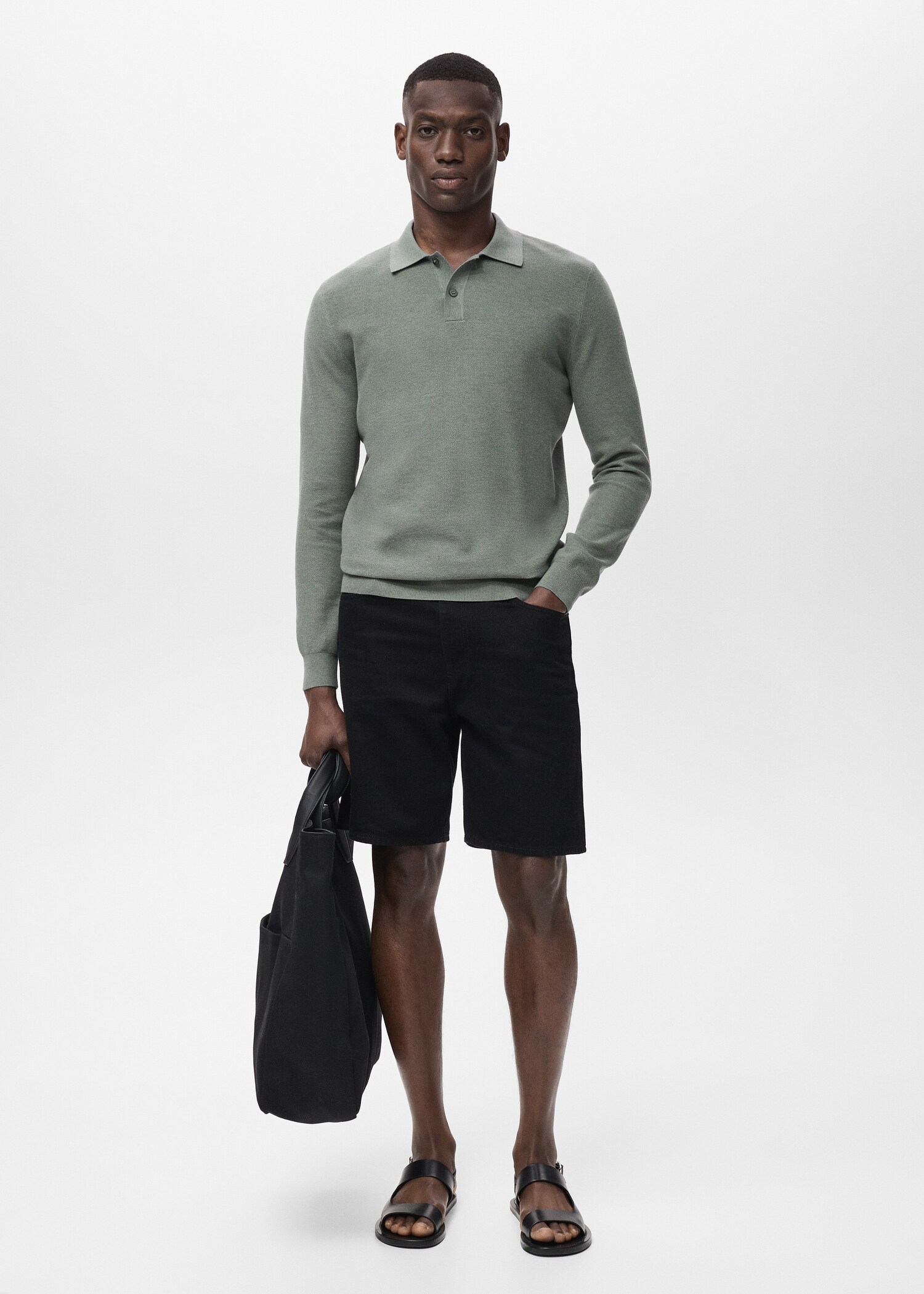 Micro-structured cotton polo shirt - General plane