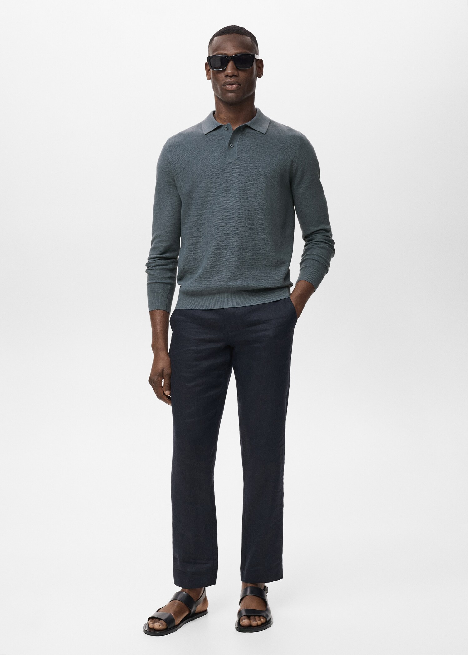 Micro-structured cotton polo shirt - General plane