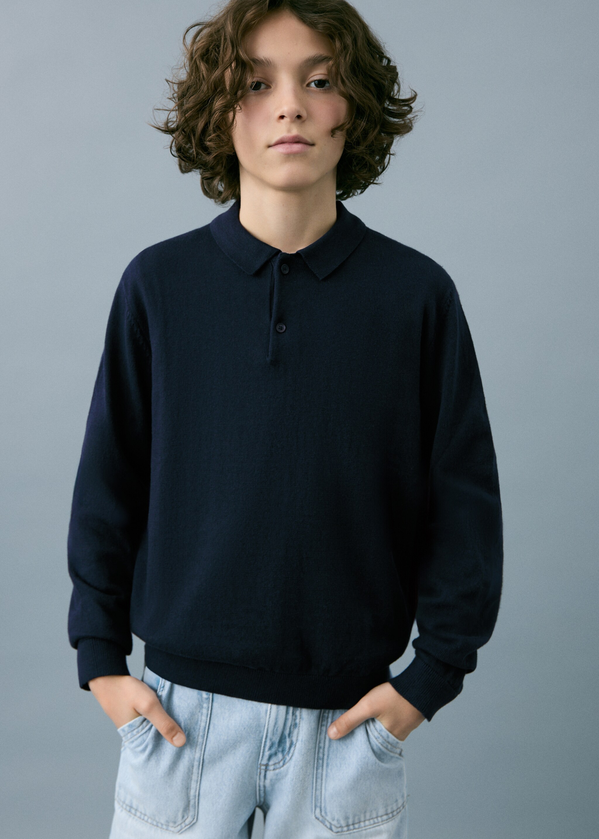 Knitted polo-neck sweater - General plane, Navy. Ref: 17065155-00.