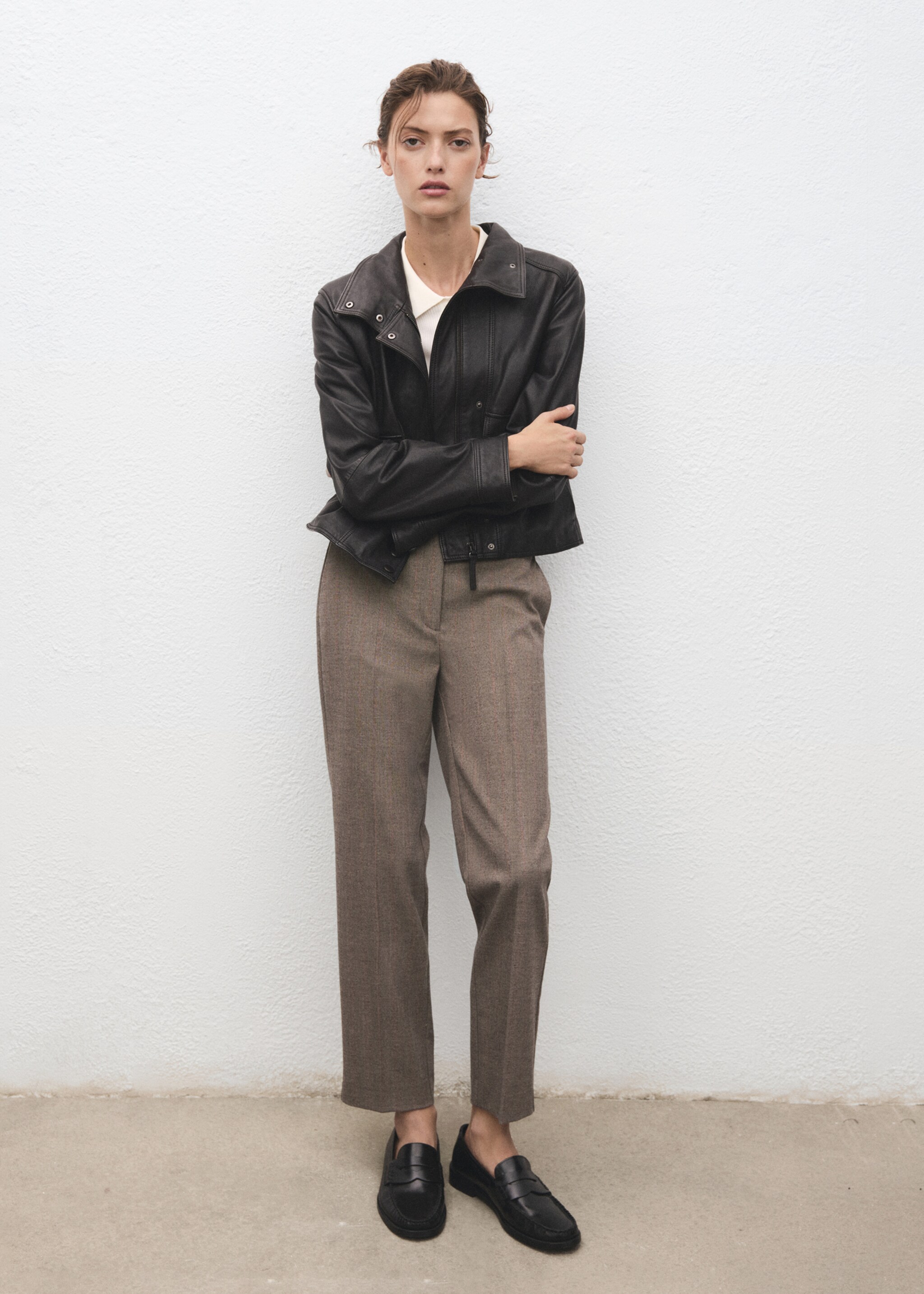 Slim cropped pinstripe trousers - General plane, Light Heather Grey. Ref: 17065799-00.
