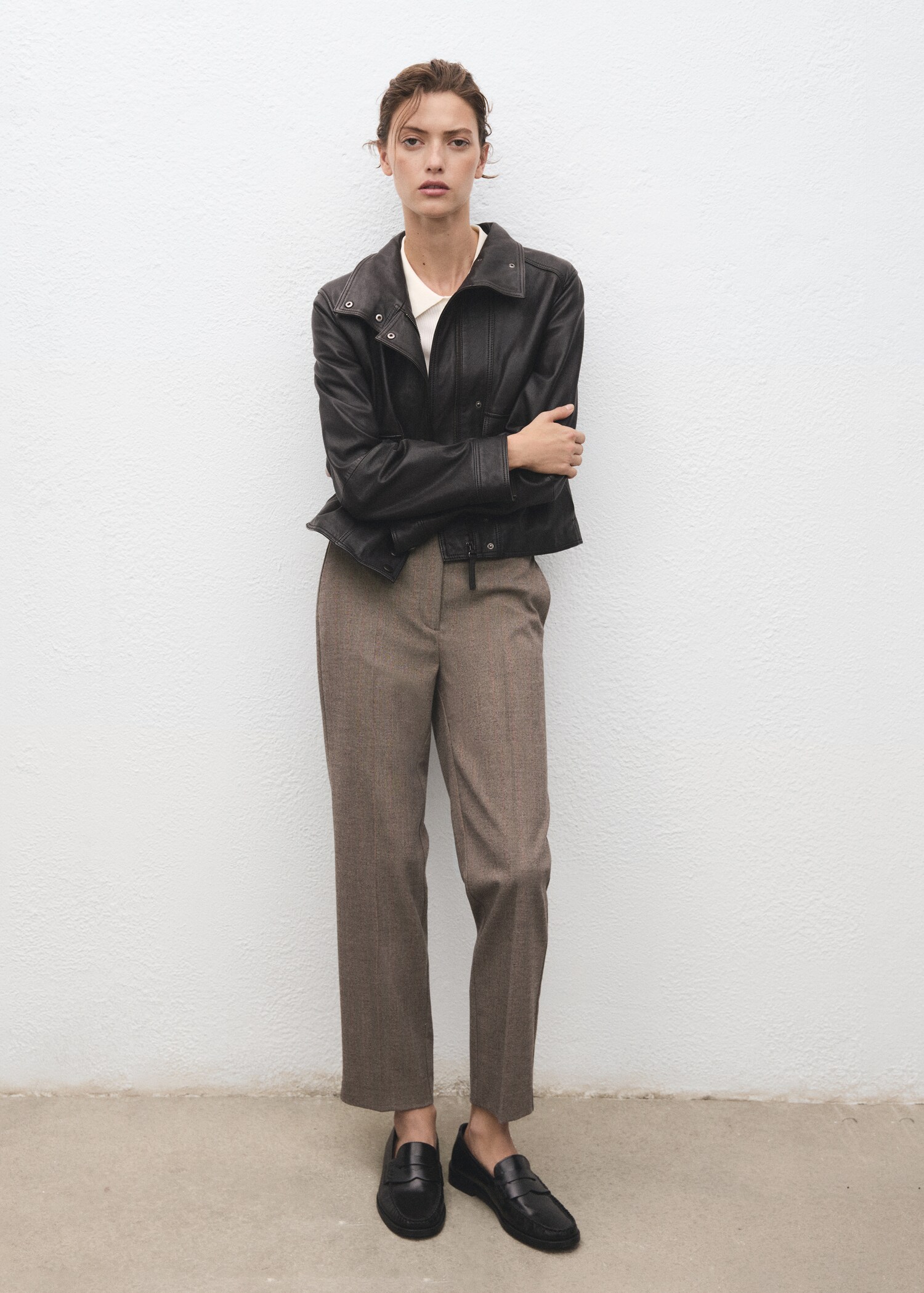 Slim cropped pinstripe trousers - General plane
