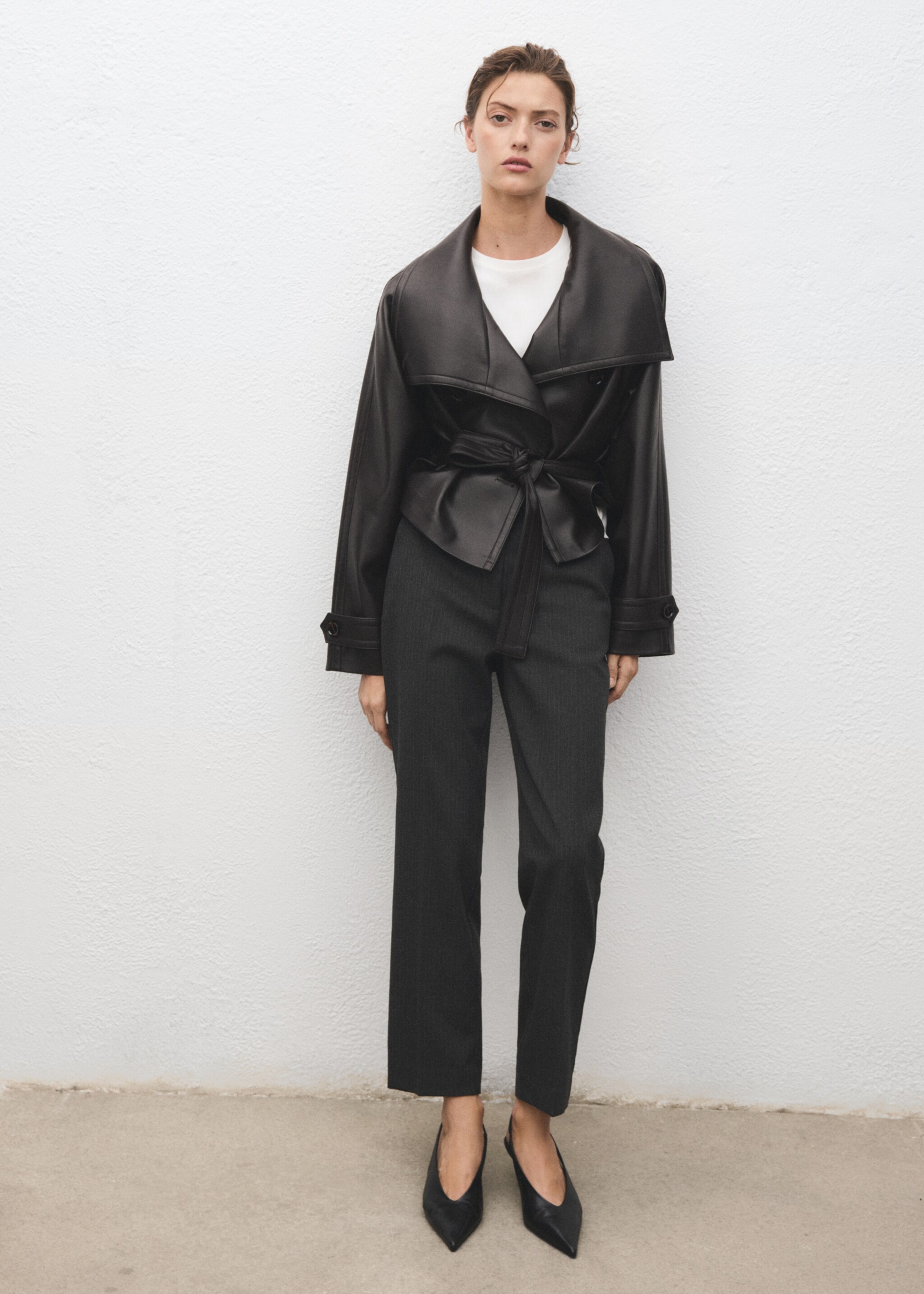 Slim cropped pinstripe trousers - General plane, Grey. Ref: 17065799-00.