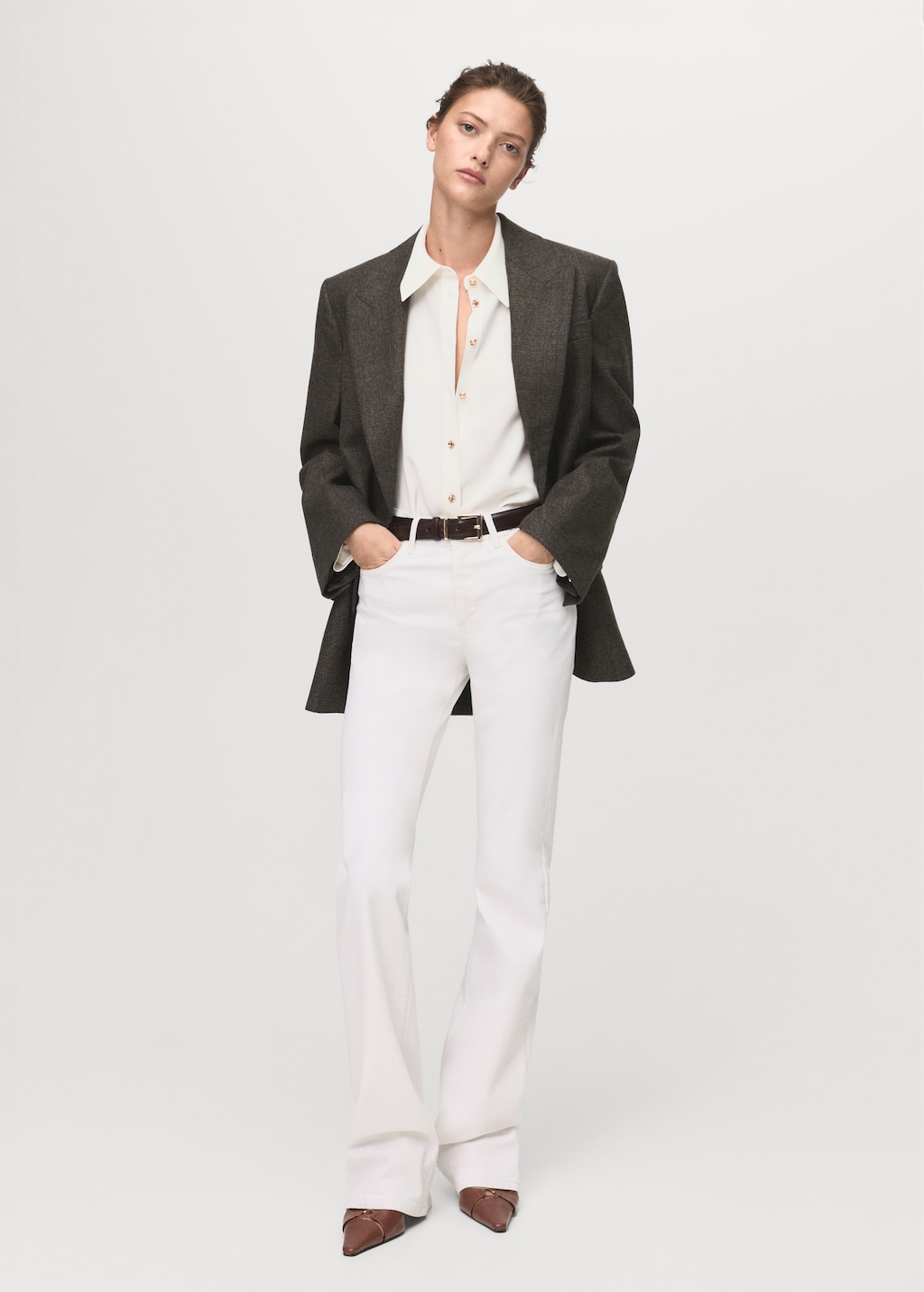 Shirt with jewel buttons