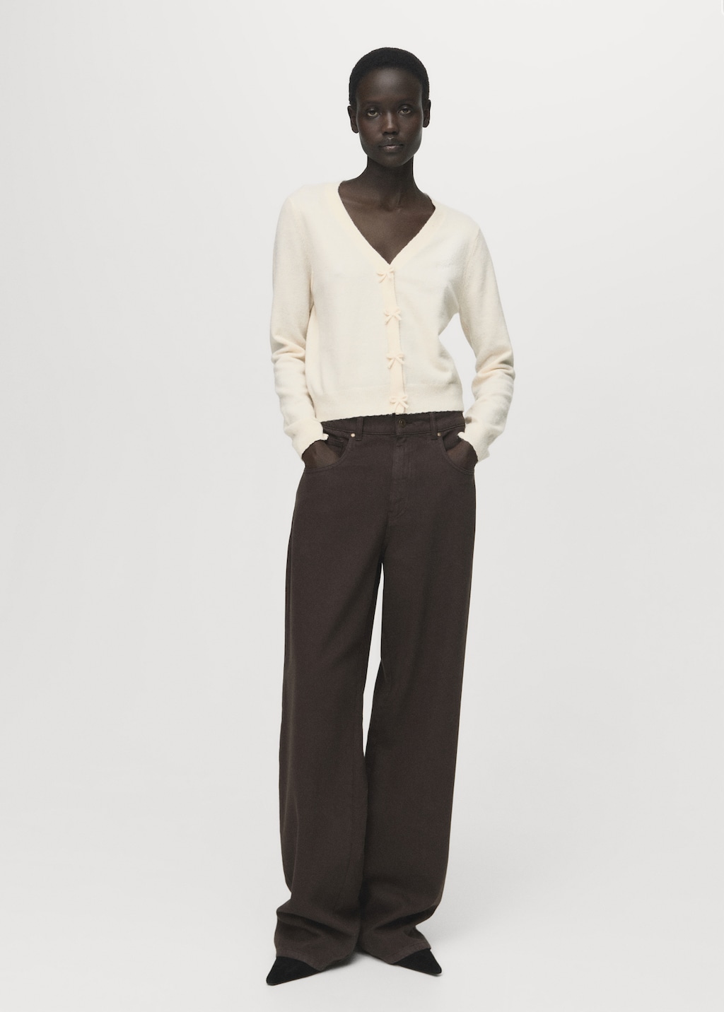 V-neck wool-blend cardigan