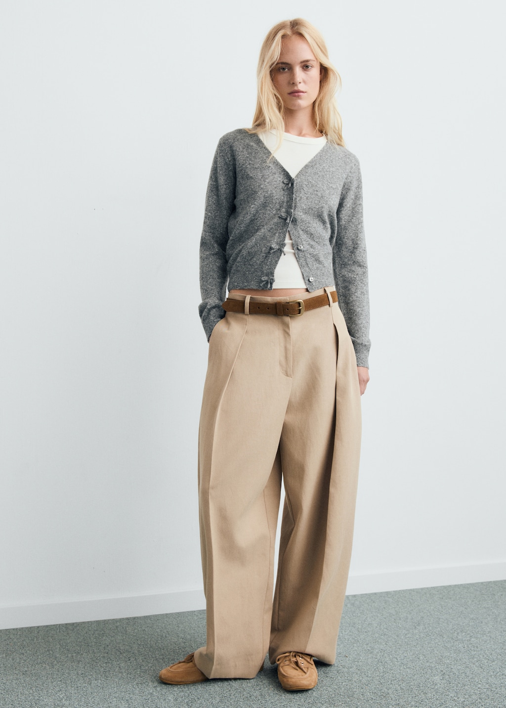 Mango V-neck wool-blend cardigan