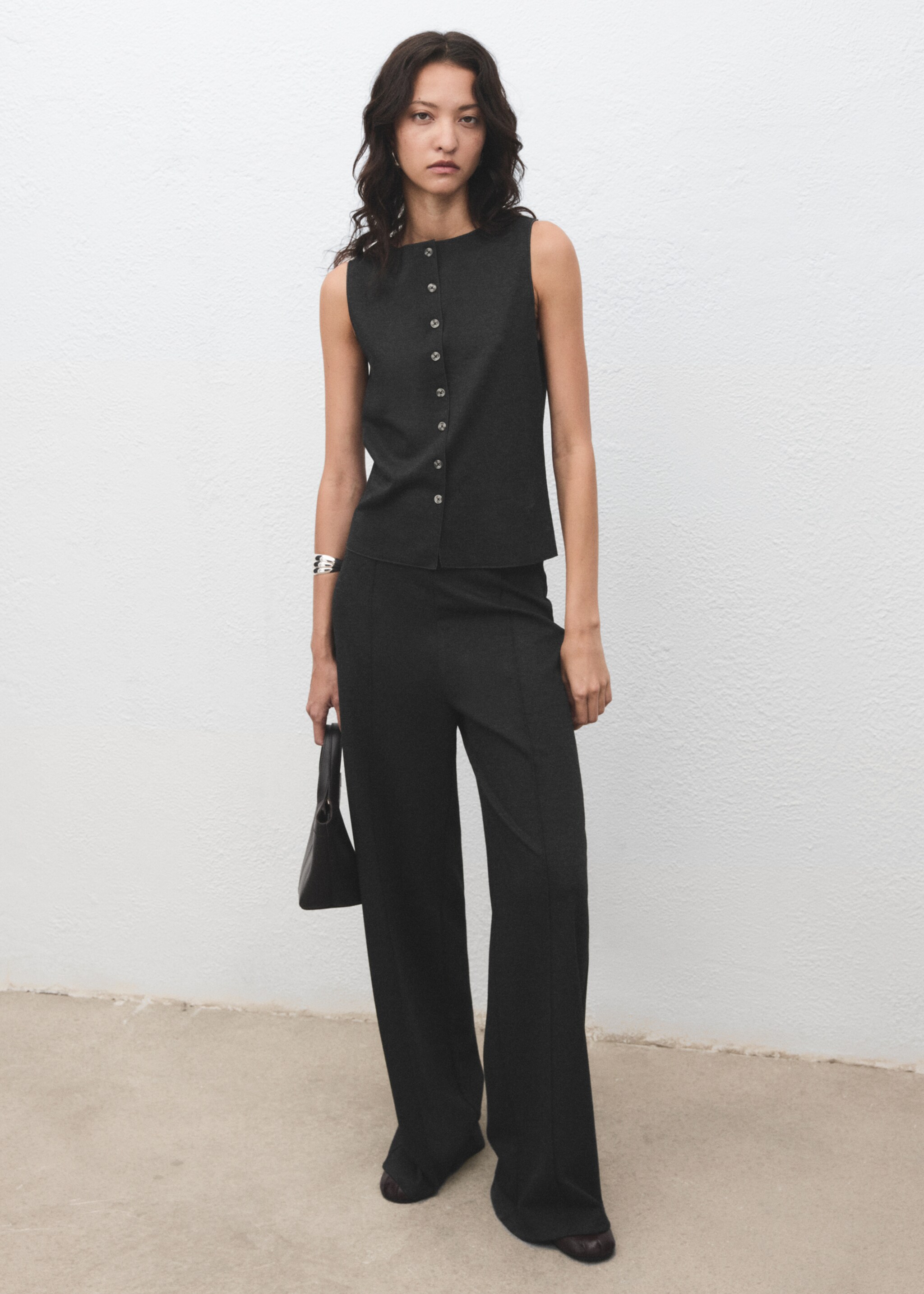 Straight-fit trousers with elastic waist - General plane, Grey. Ref: 17065816-00.