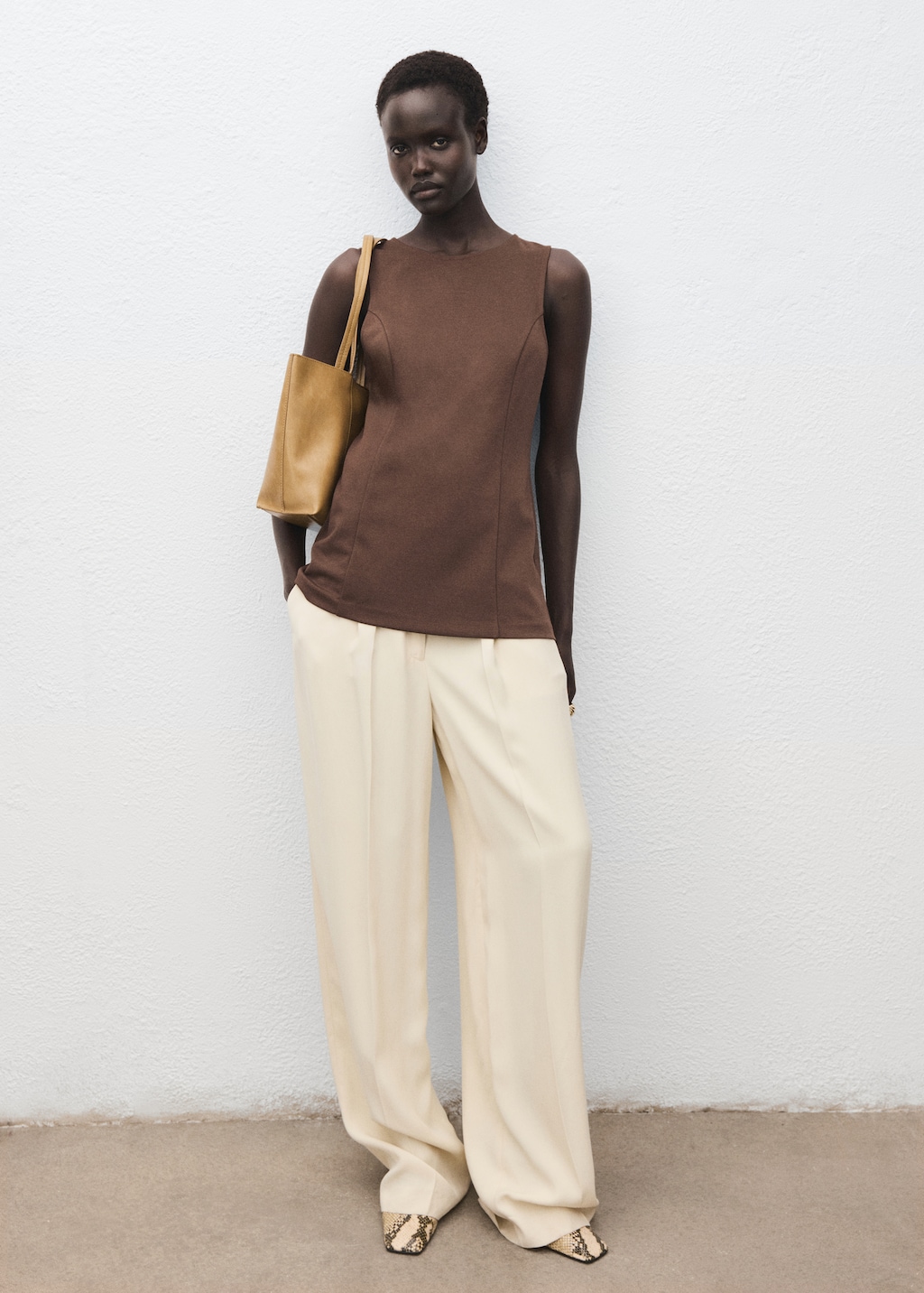 Mango Sleeveless top with stitching detail