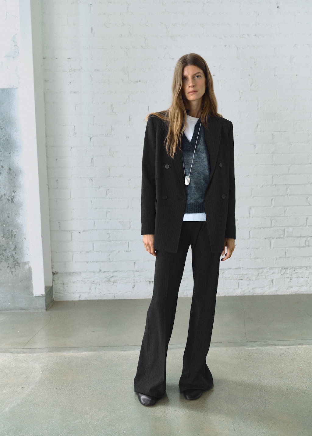 Pinstripe suit blazer