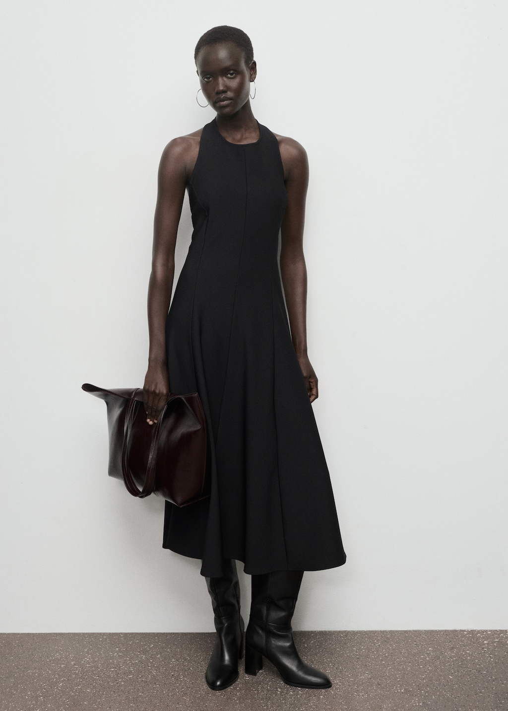 Halter-neck pleated dress