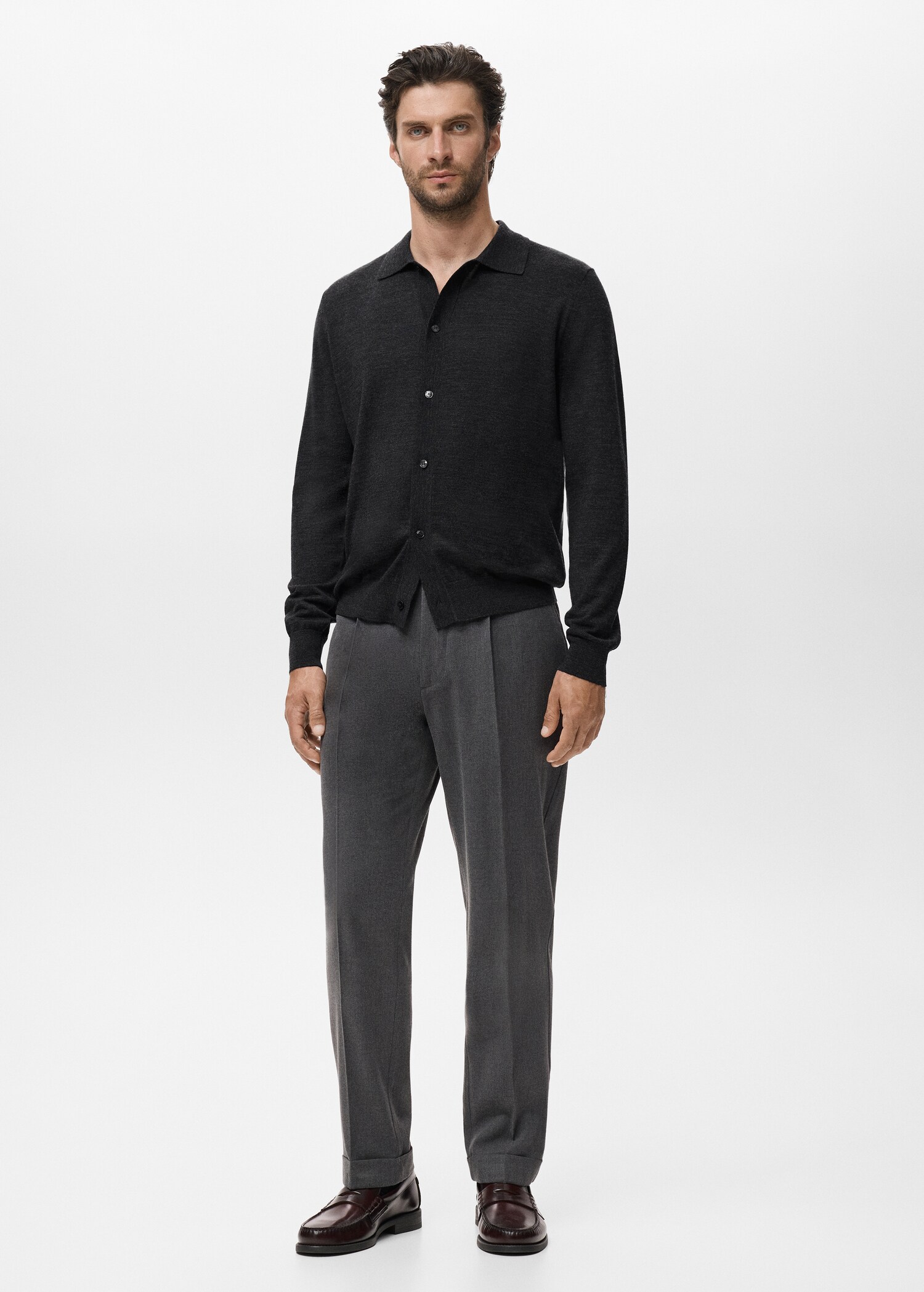 100% merino wool cardigan - General plane