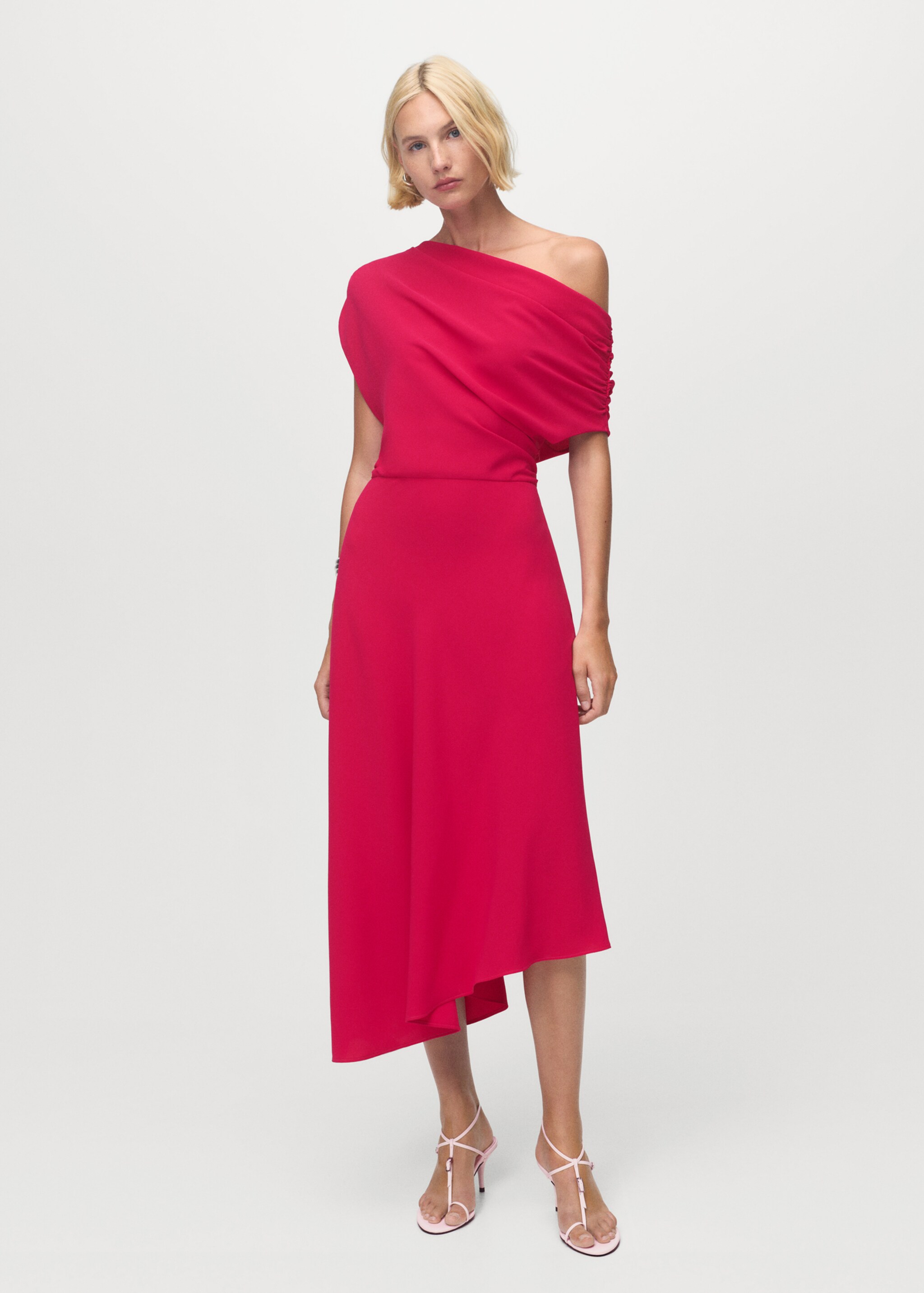 Asymmetrical midi-dress - General plane, Fuchsia. Ref: 17065998-00.