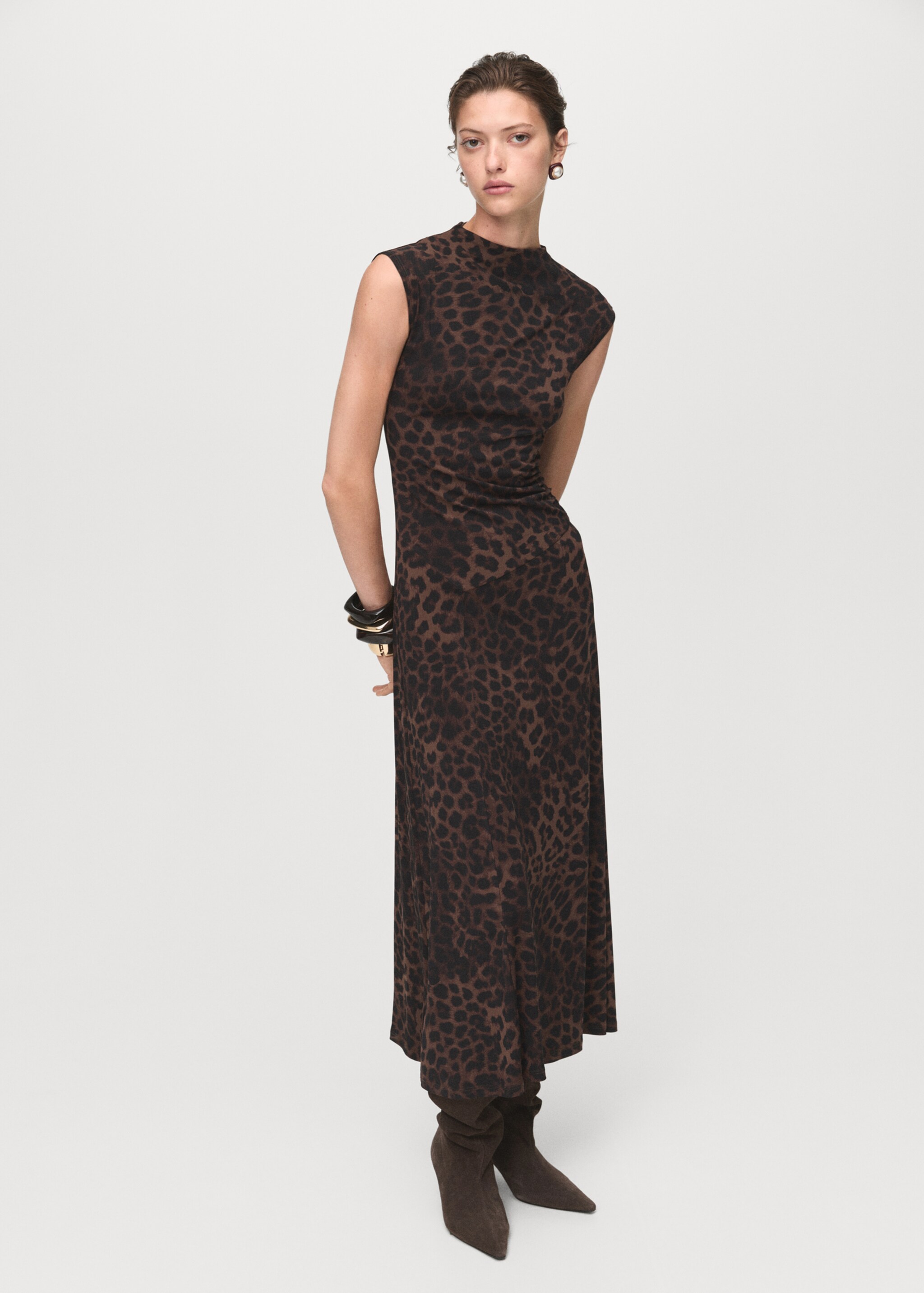 Leopard-print fitted dress - General plane, Brown. Ref: 17066003-00.