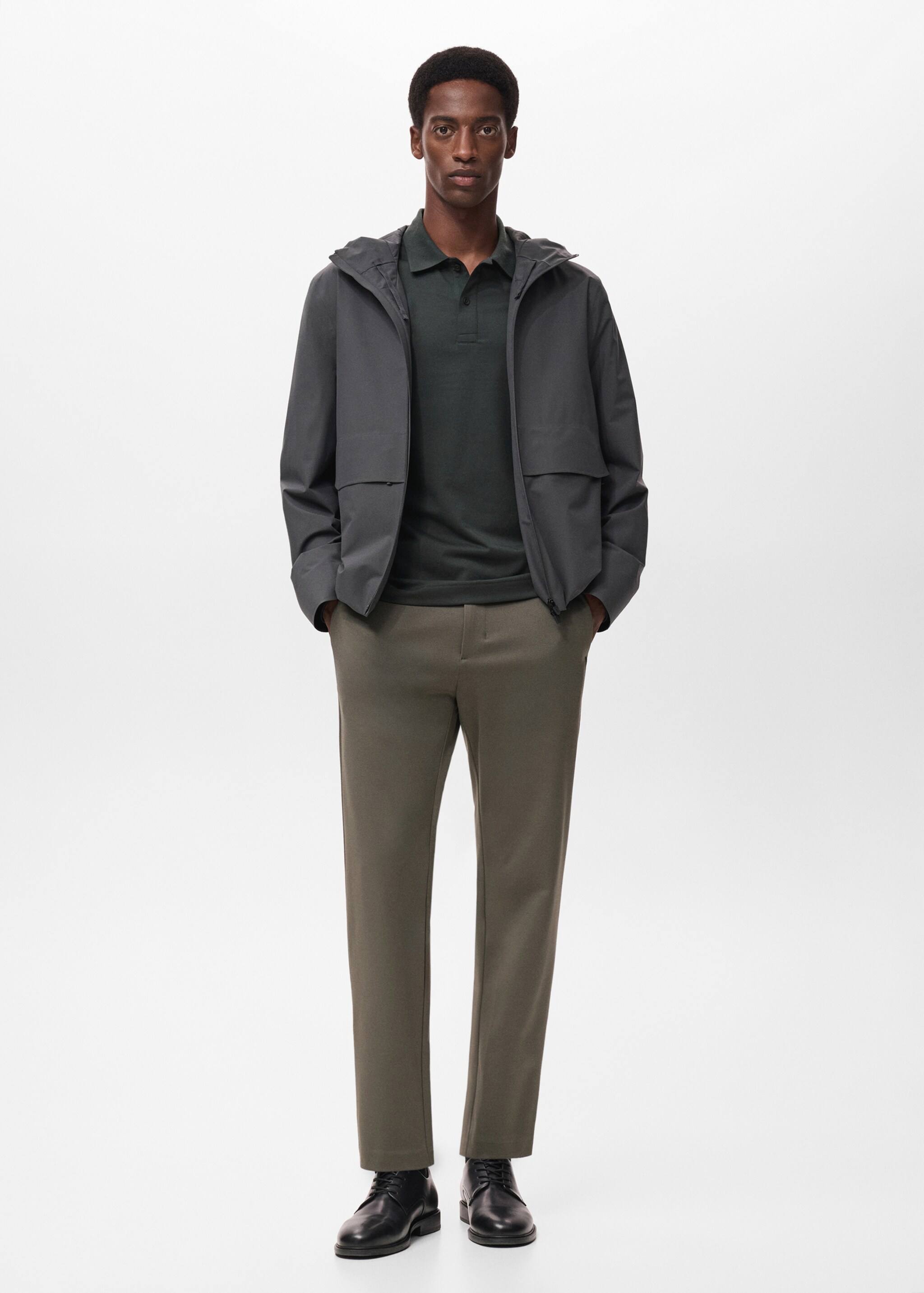 Pantalon slim-fit comfort stretch cordon - Plan général, Marron moyen. Ref: 17066326-00.