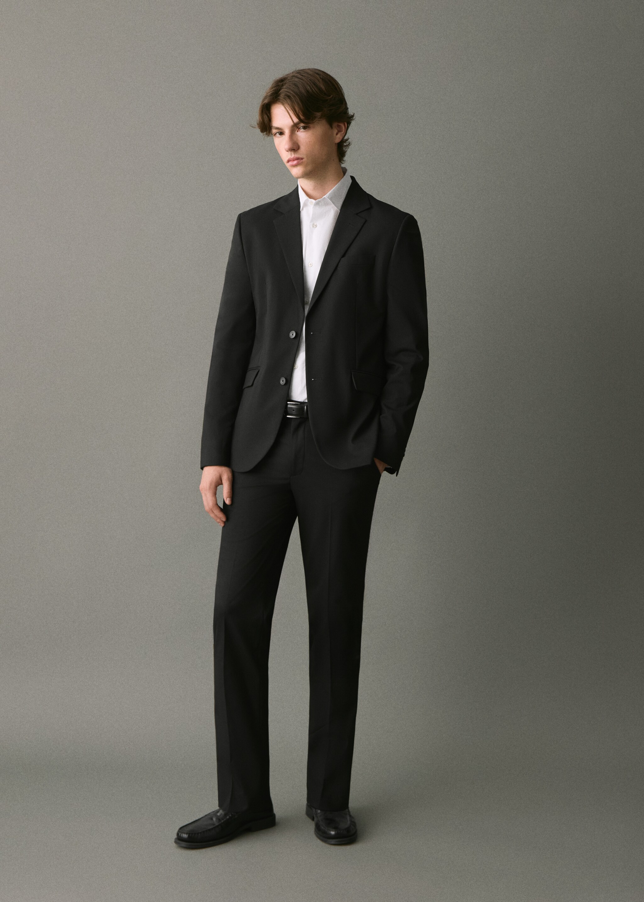 Straight-fit suit jacket - General plane, Black. Ref: 17066327-00.