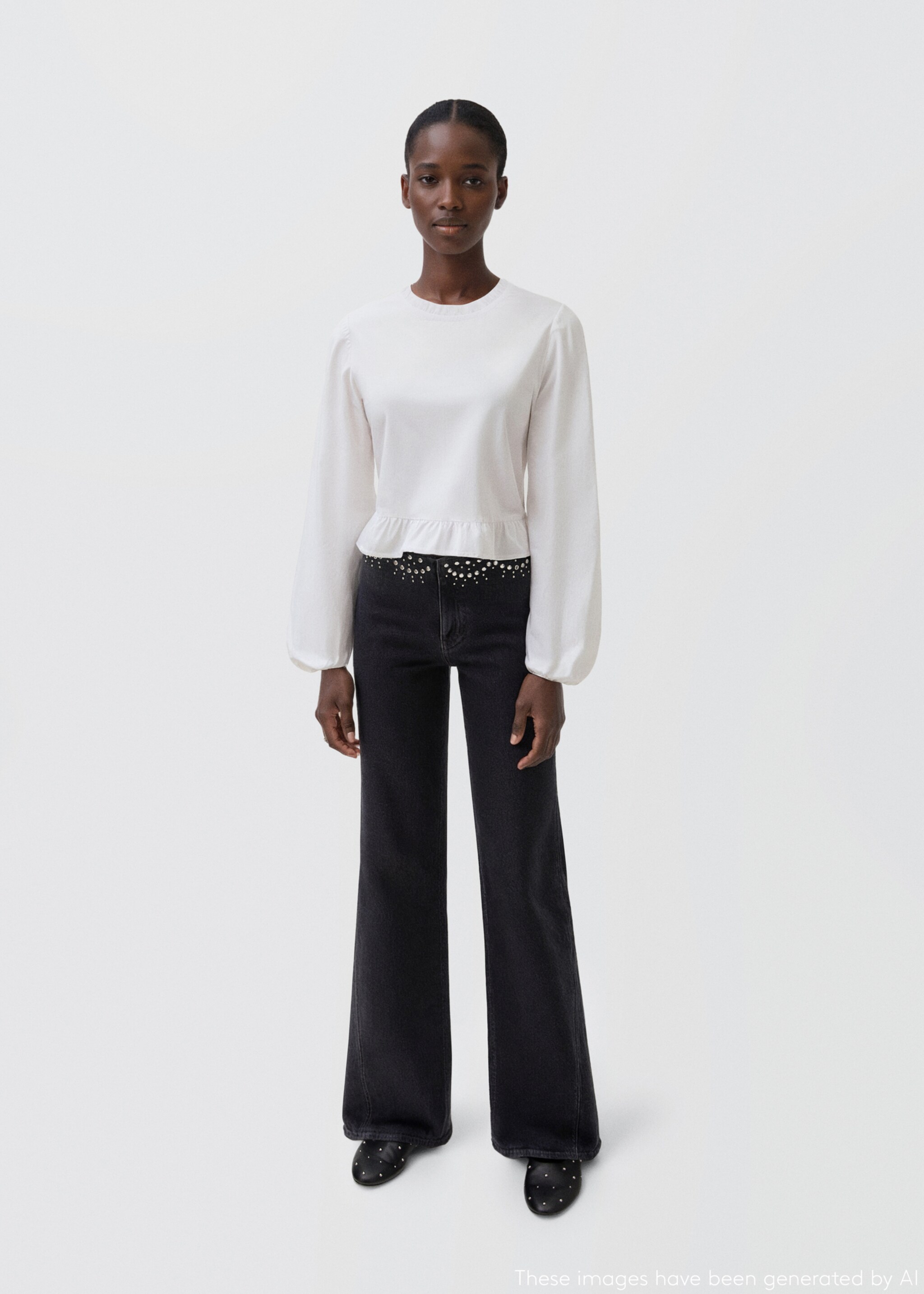 Ruffled cotton shirt - General plane, Off White. Ref: 17066332-00.