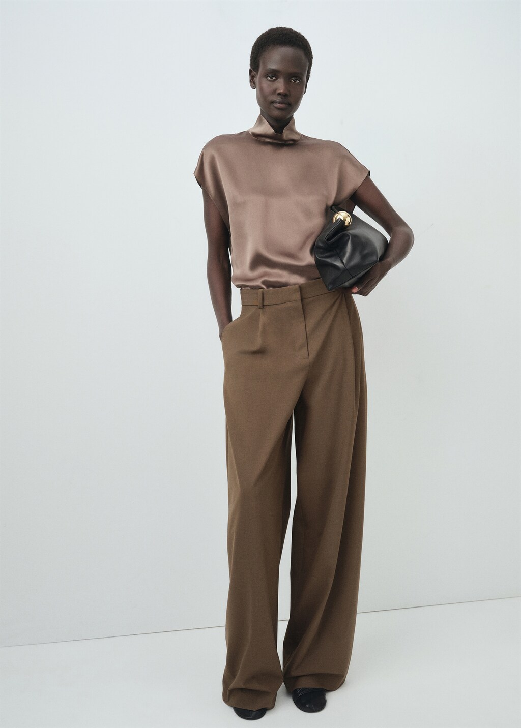 100% silk satin turtleneck blouse - image 2