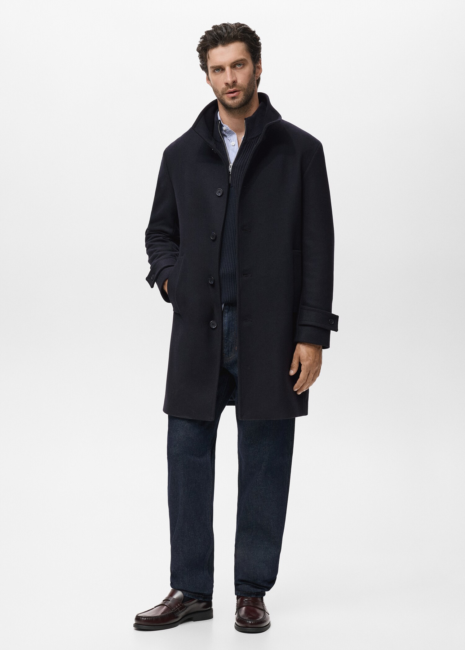 Manteau en laine à col cheminée - Plan général