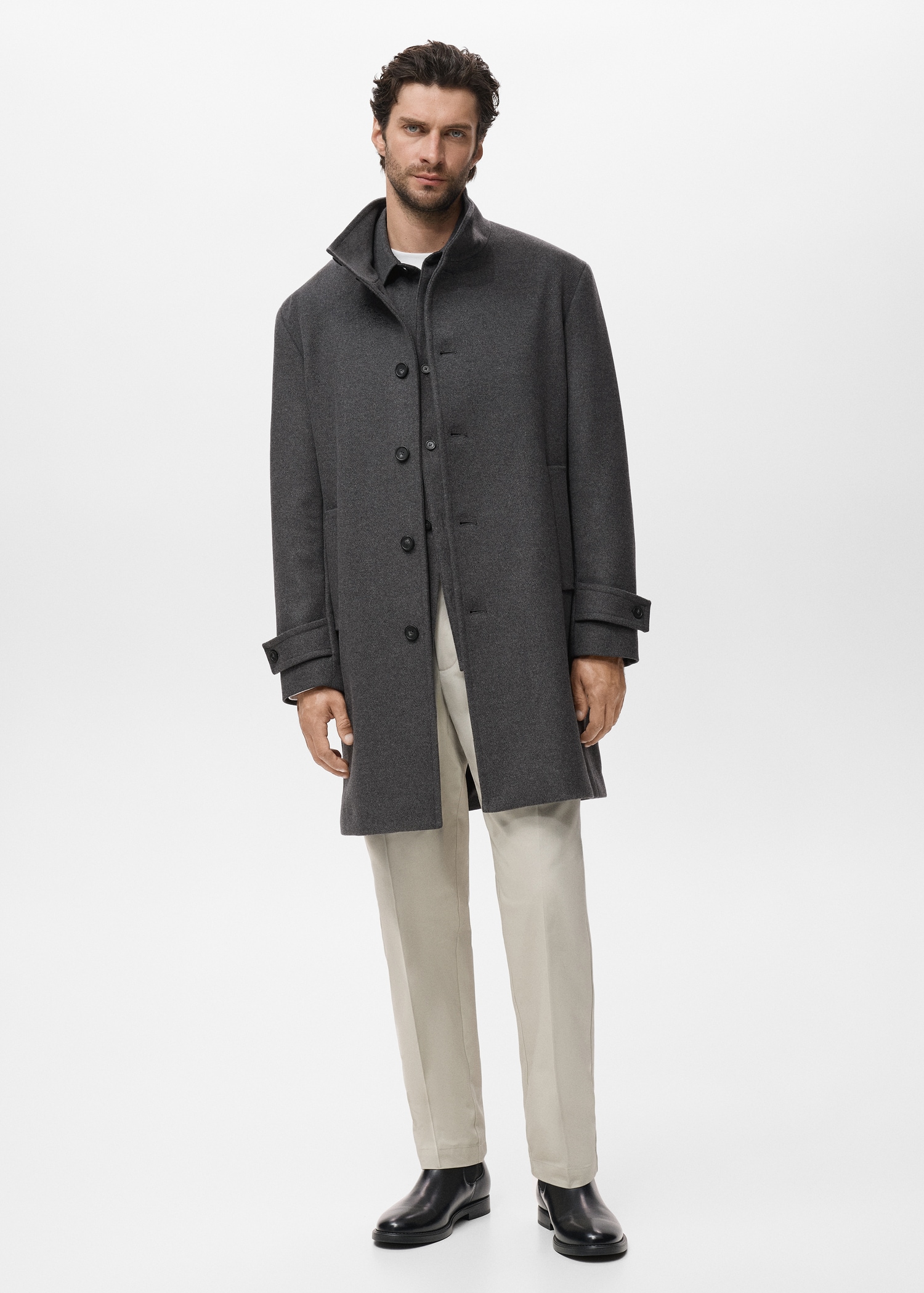 Manteau en laine à col cheminée - Plan général
