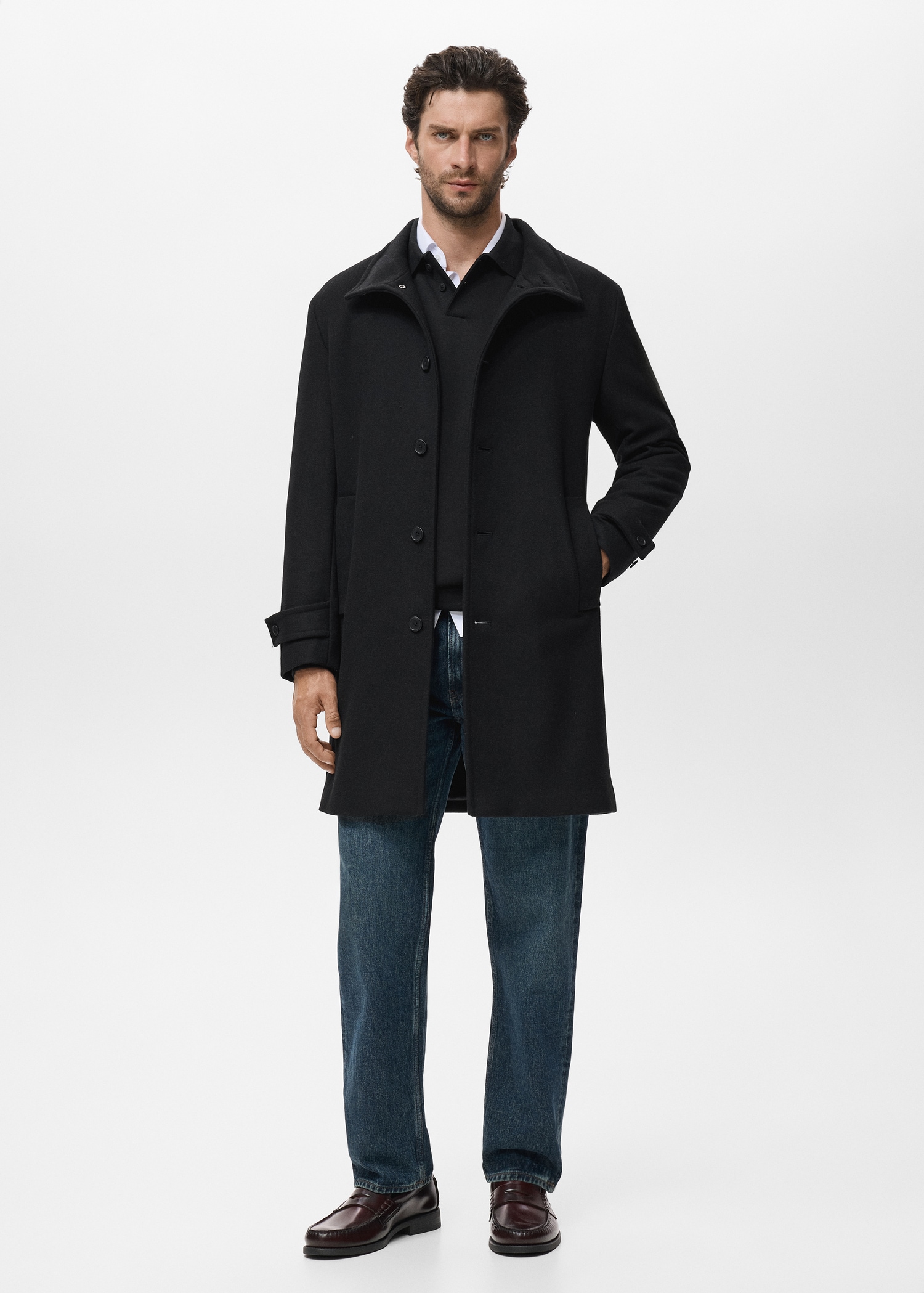 Manteau en laine à col cheminée - Plan général