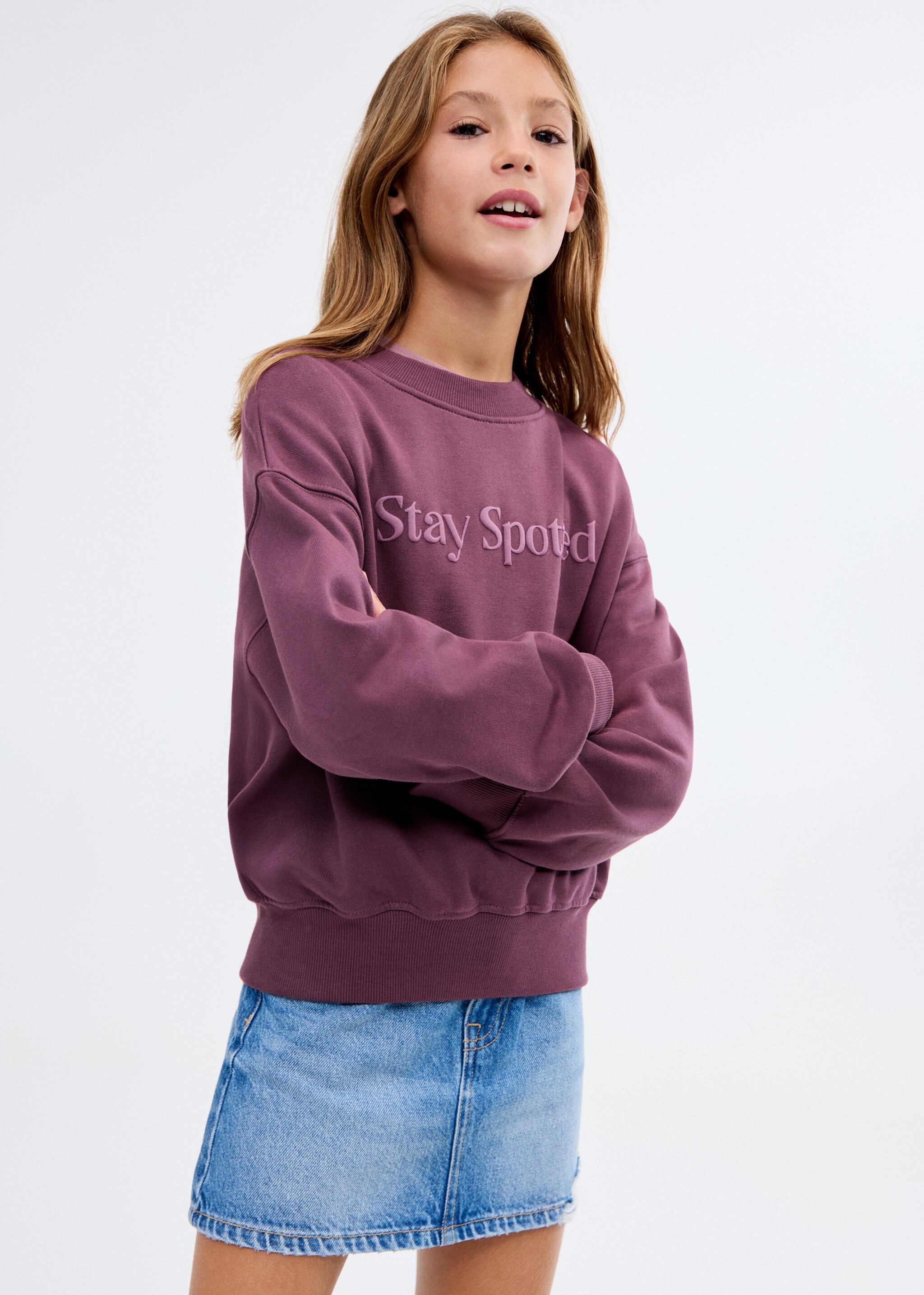 Sweat-shirt coton imprimé - Plan général, Grenat. Ref: 17066727-00.