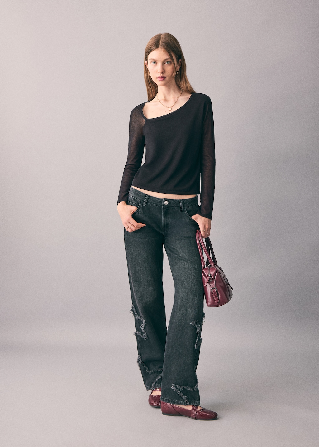 T-shirt with asymmetrical neckline