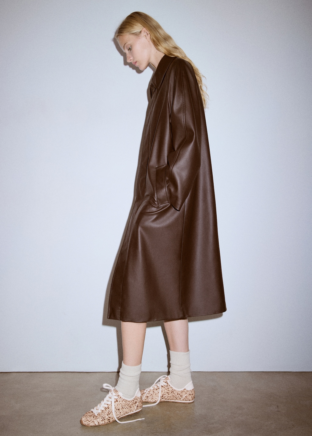 Leather trainers with fleece