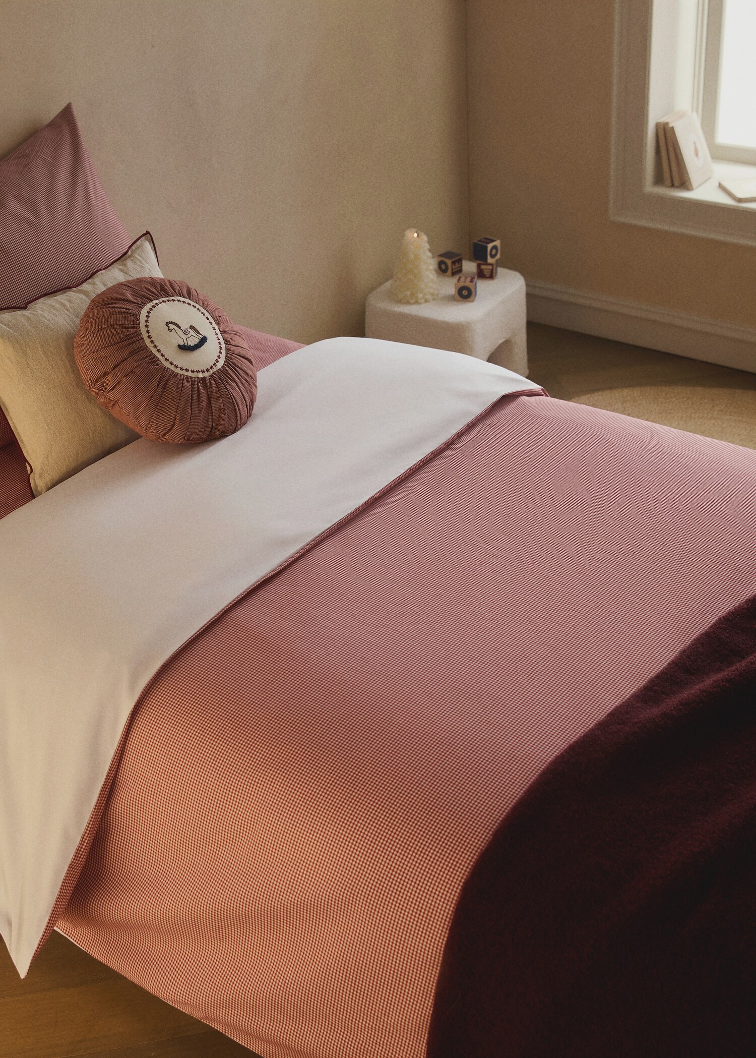 Yarn-dyed gingham-check children's duvet cover for 135/140 cm bed - General plane