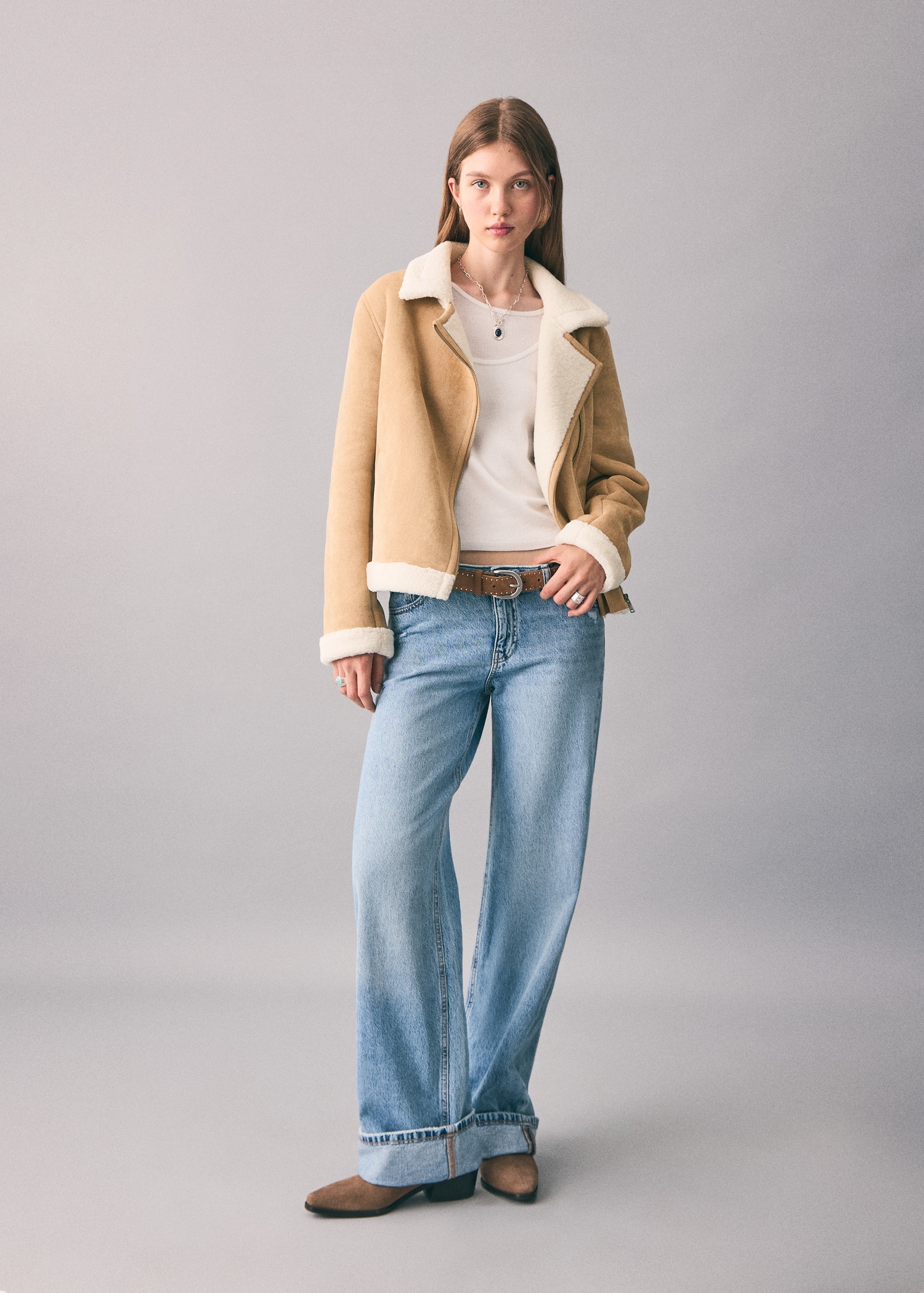 Shearling suede coat Teen MANGO Philippines