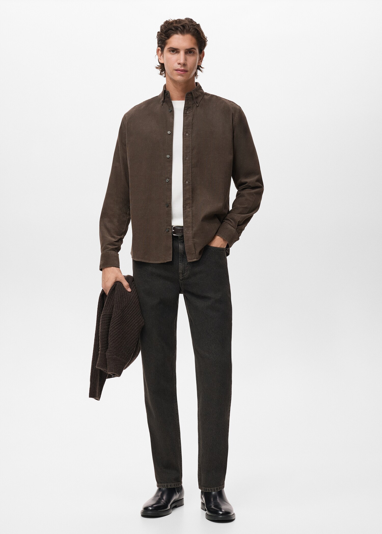 Classic-fit micro-corduroy shirt - General plane