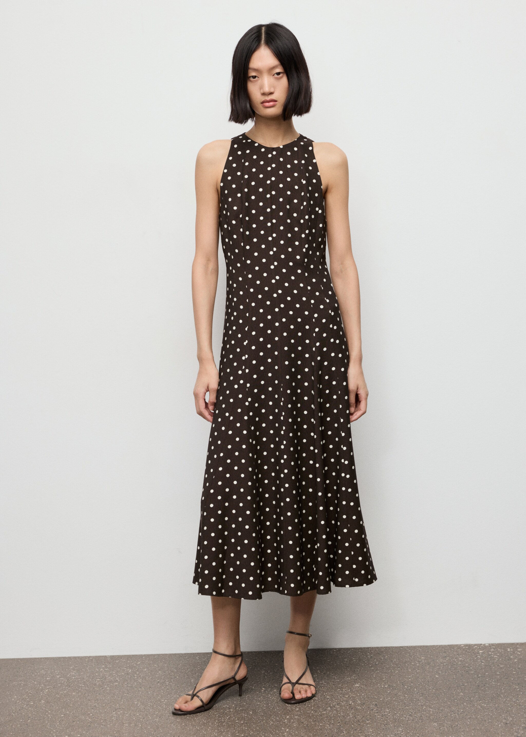 A-line polka-dot dress - General plane, Chocolate. Ref: 17067909-00.