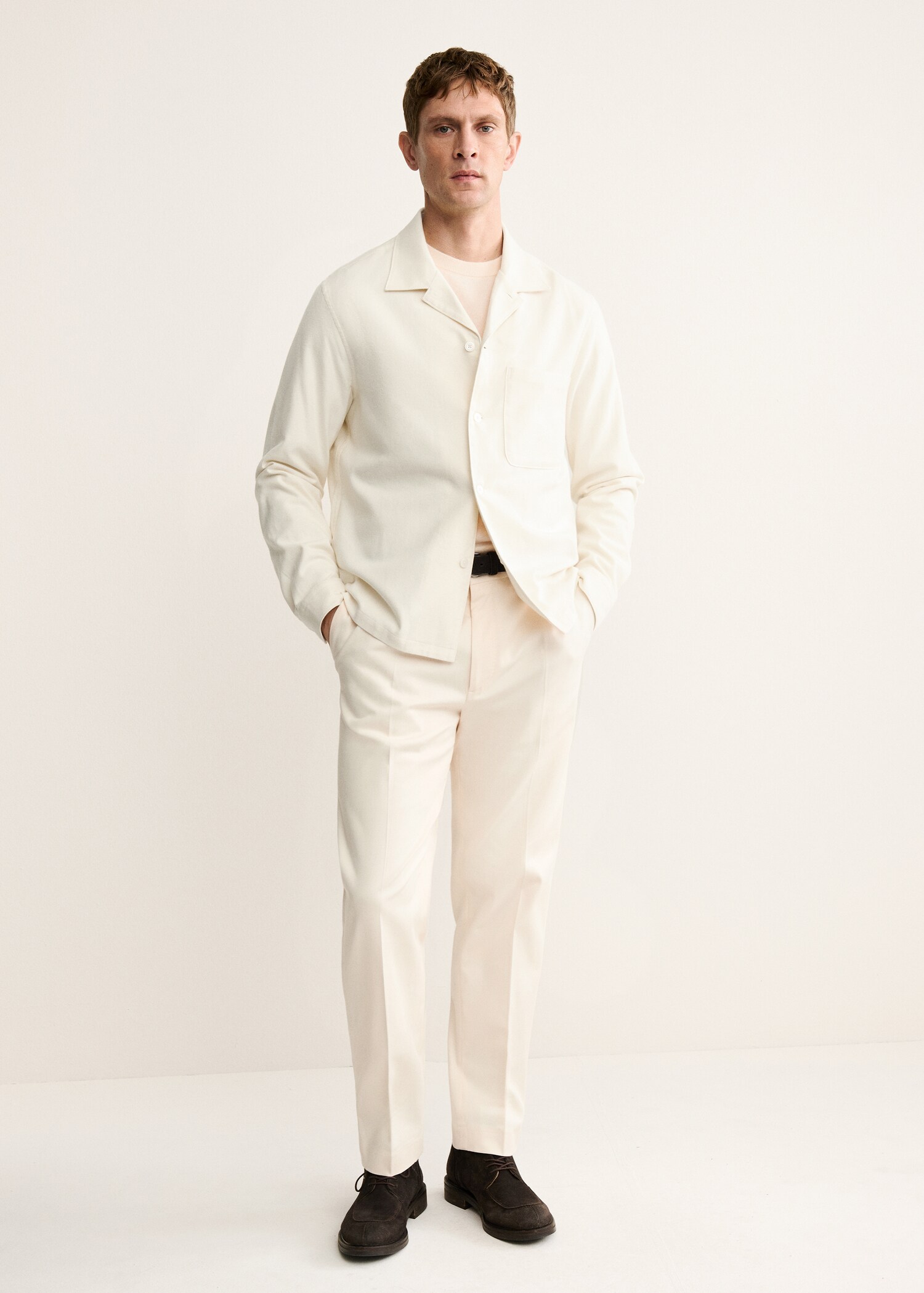 Regular fit pleated cotton trousers - General plane