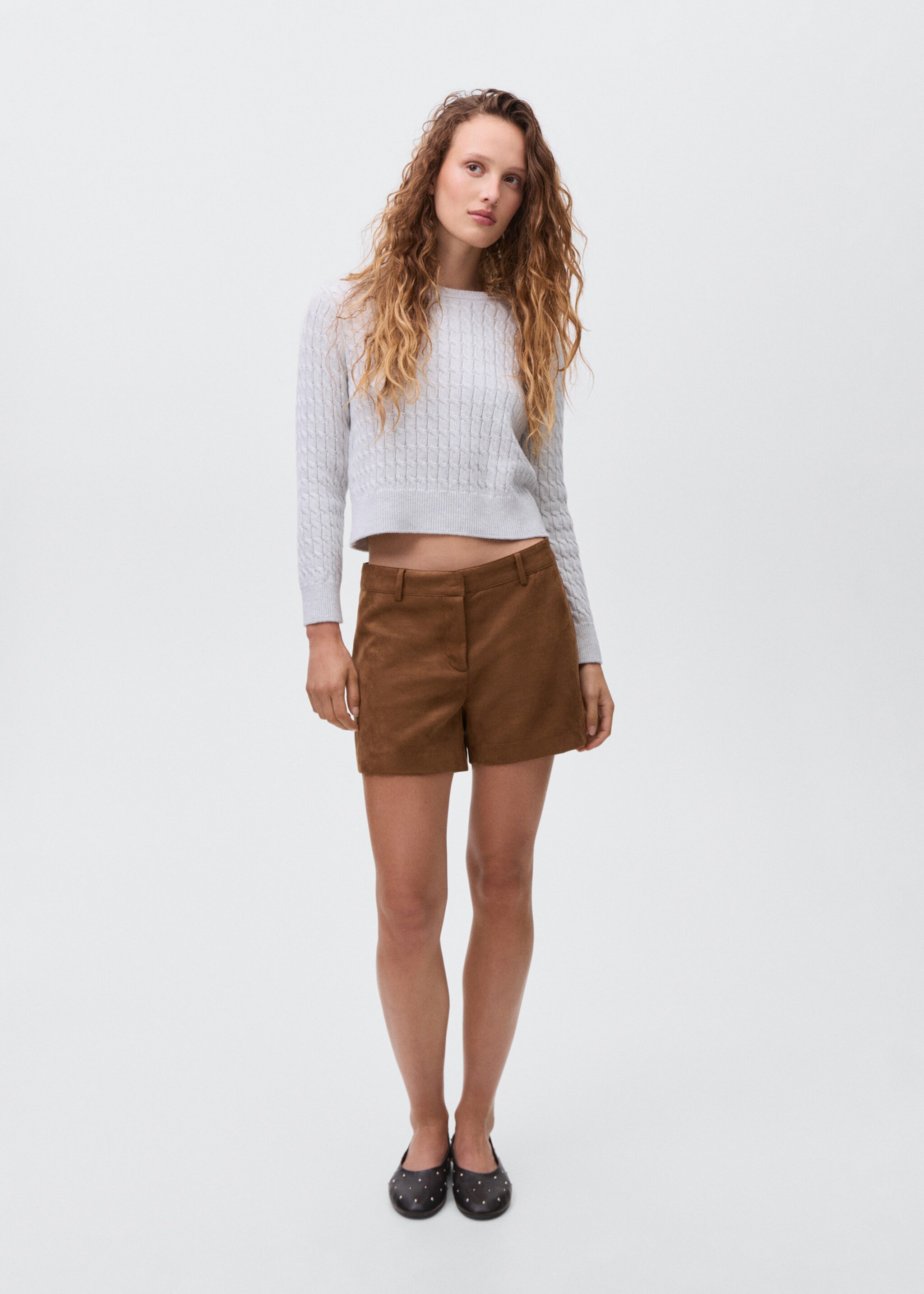 Suede-effect shorts - General plane, Medium Brown. Ref: 17068267-00.