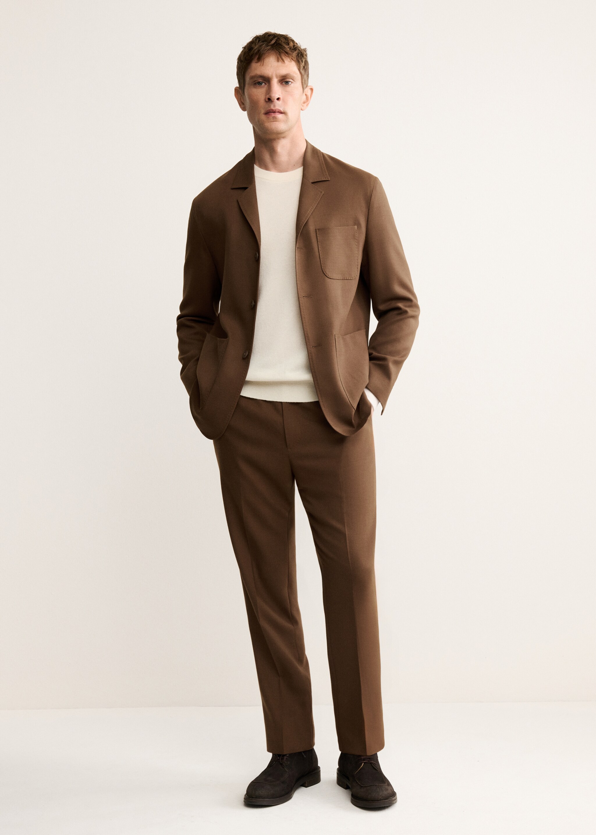 Italian wool flannel suit trousers - General plane, Orange. Ref: 17068272-00.