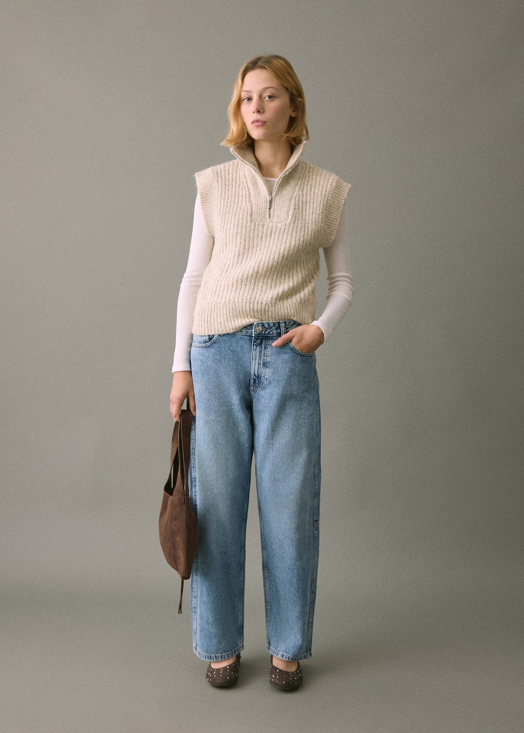 Mid-rise balloon jeans