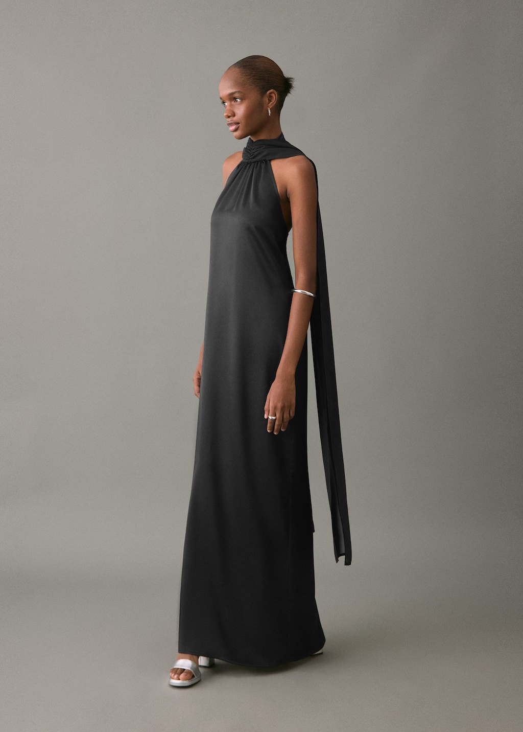 Satin halter neck dress