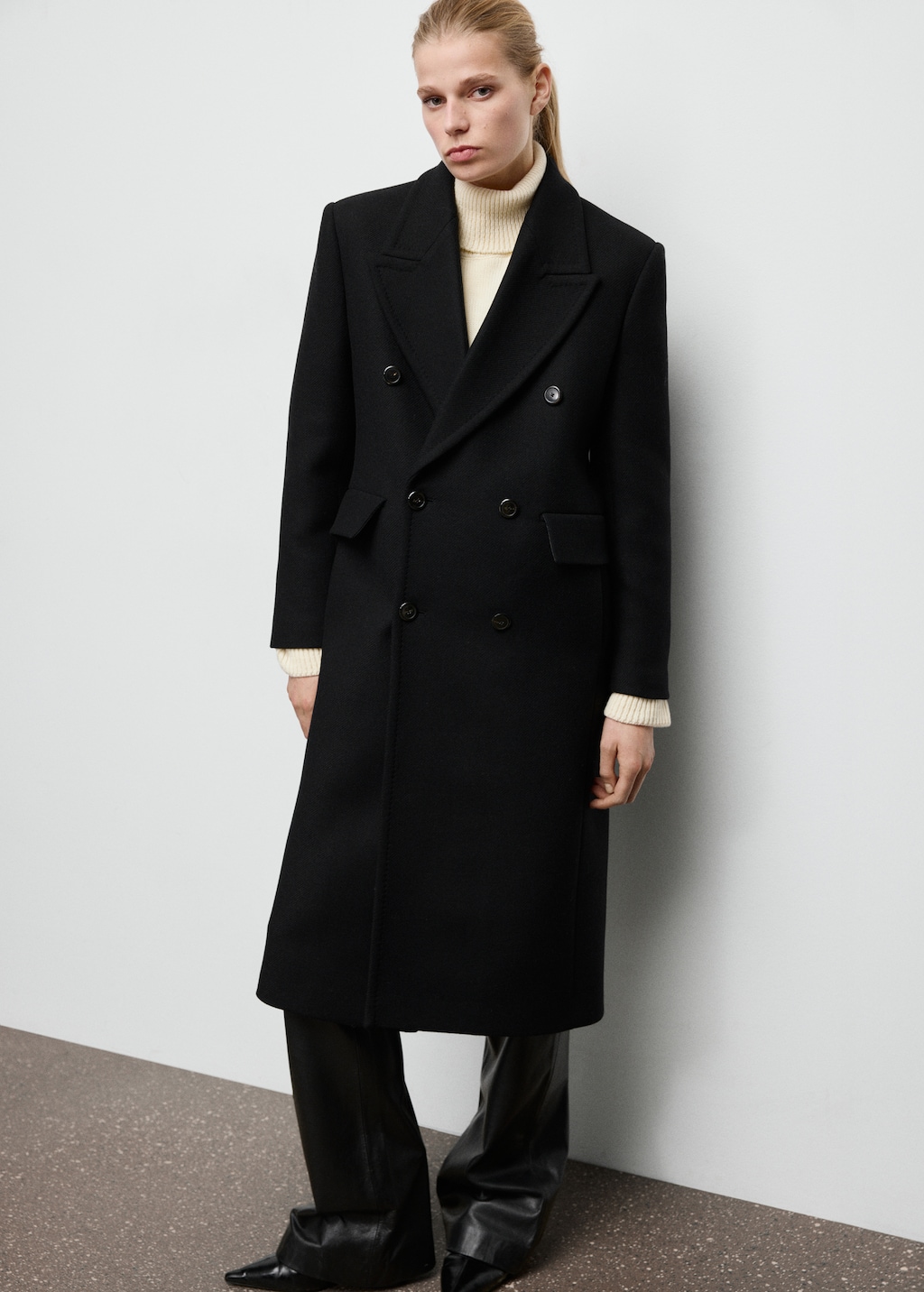 Mango Double-breasted wool coat