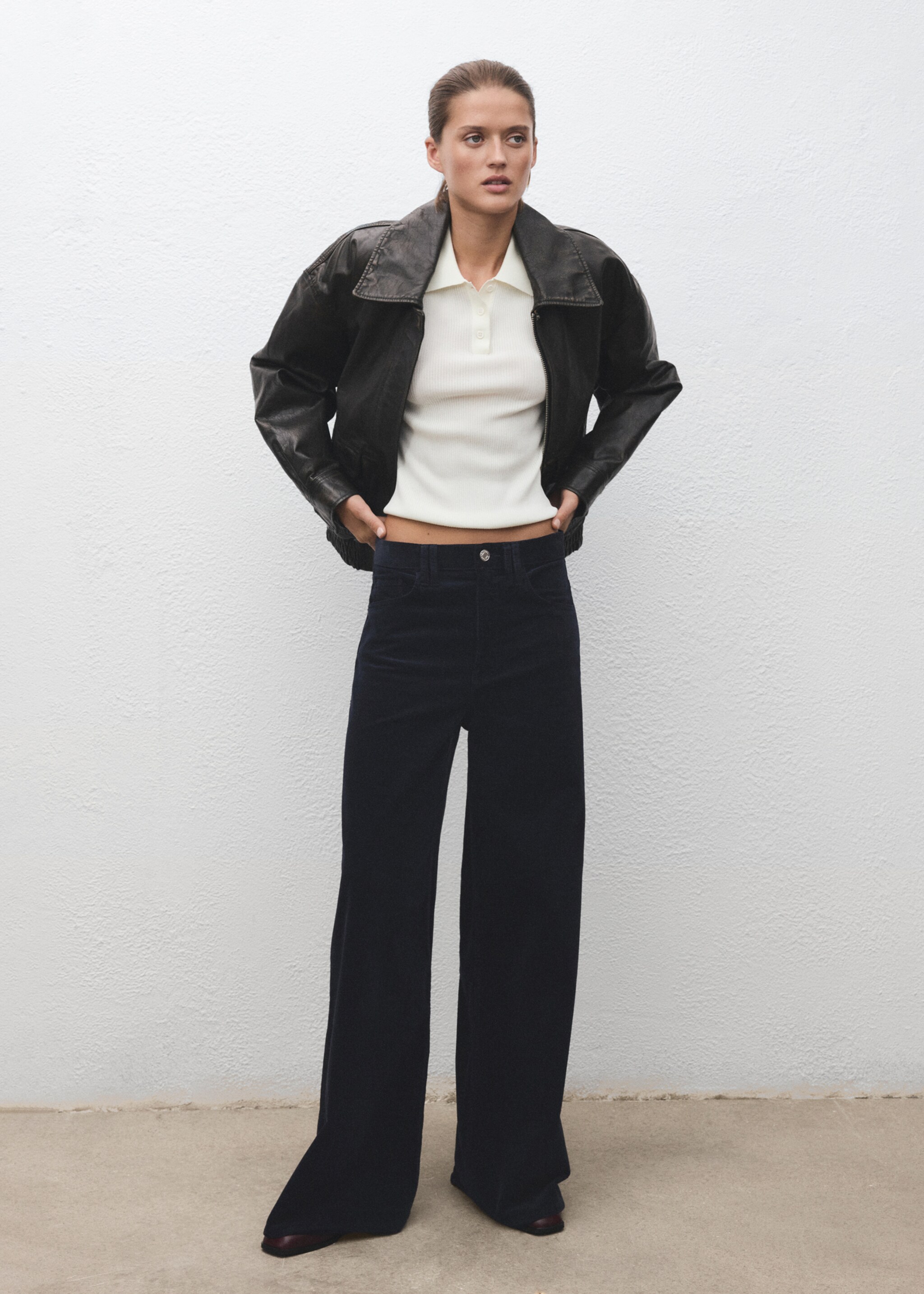 Wide-leg corduroy jeans - General plane, Navy. Ref: 17069094-00.