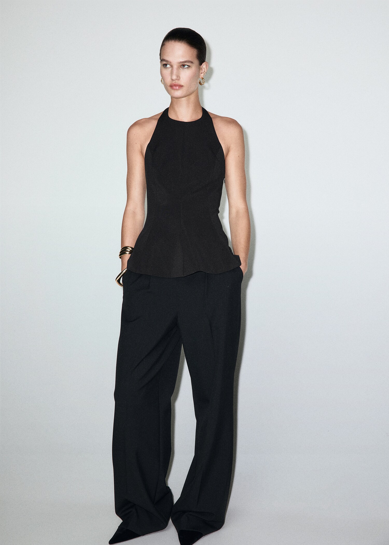 Top peplum cuello halter - Plano general