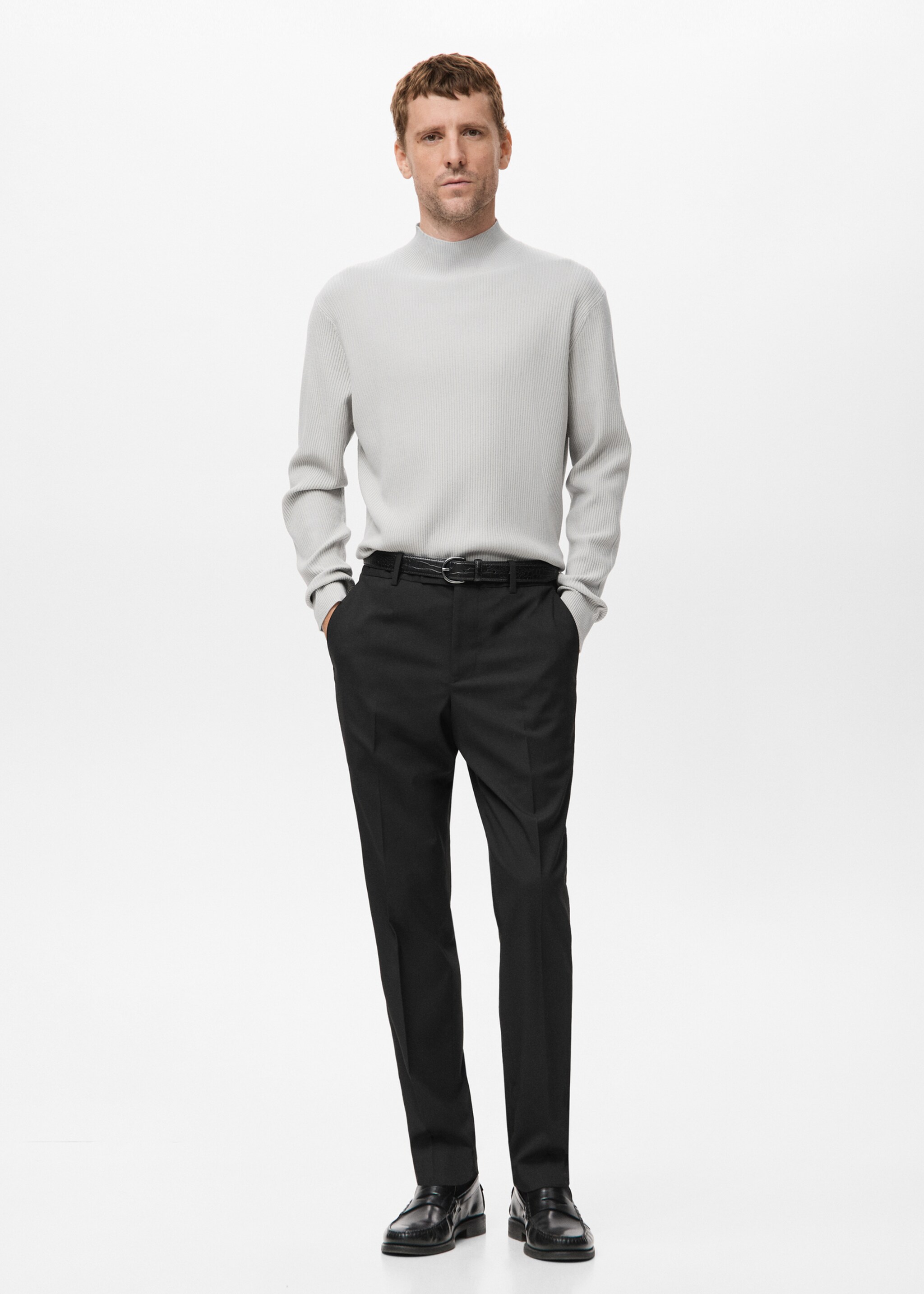 Ribbed turtleneck sweater - General plane, Ice Grey. Ref: 17069207-00.