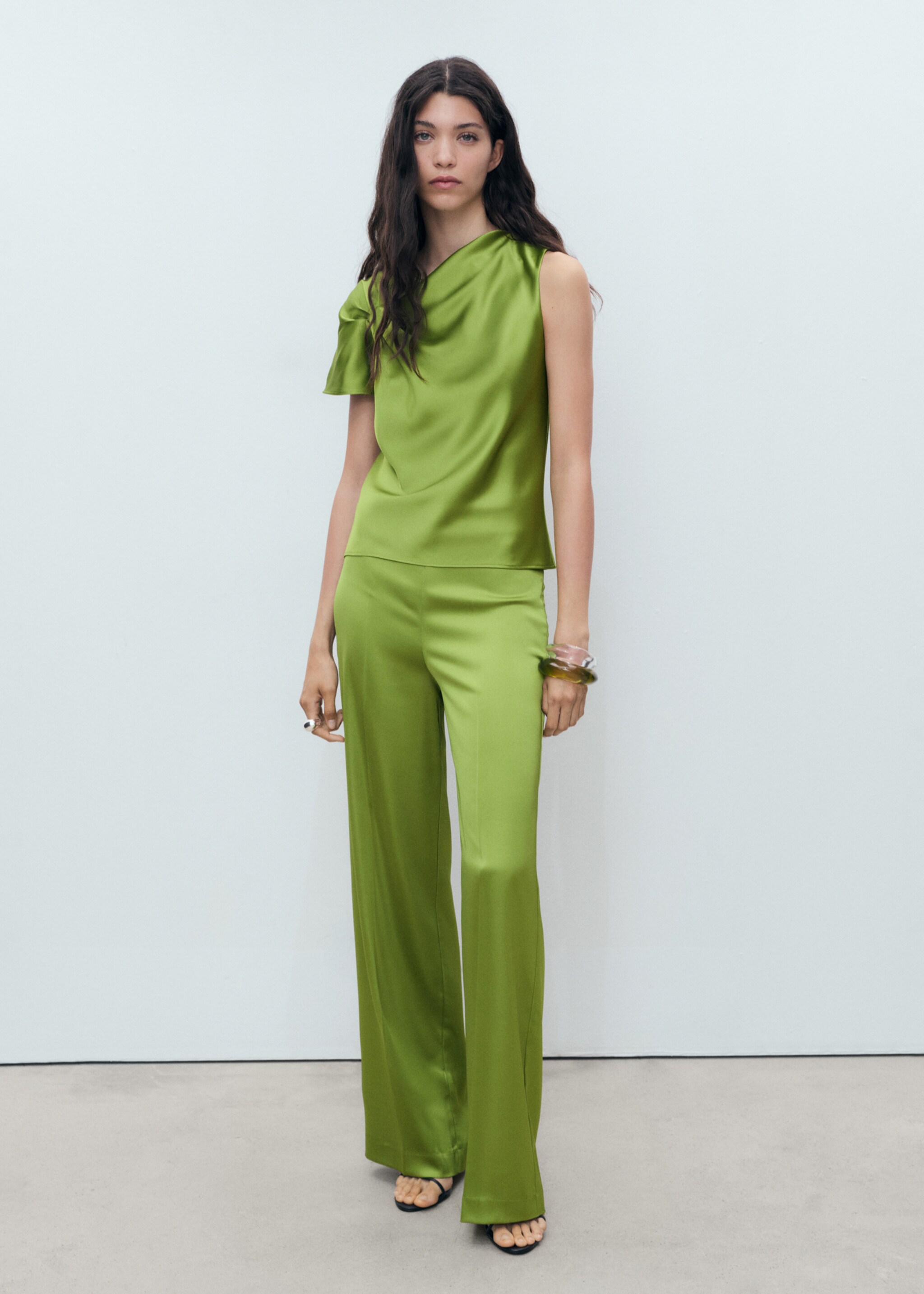 Satin shirt with draped detail - General plane