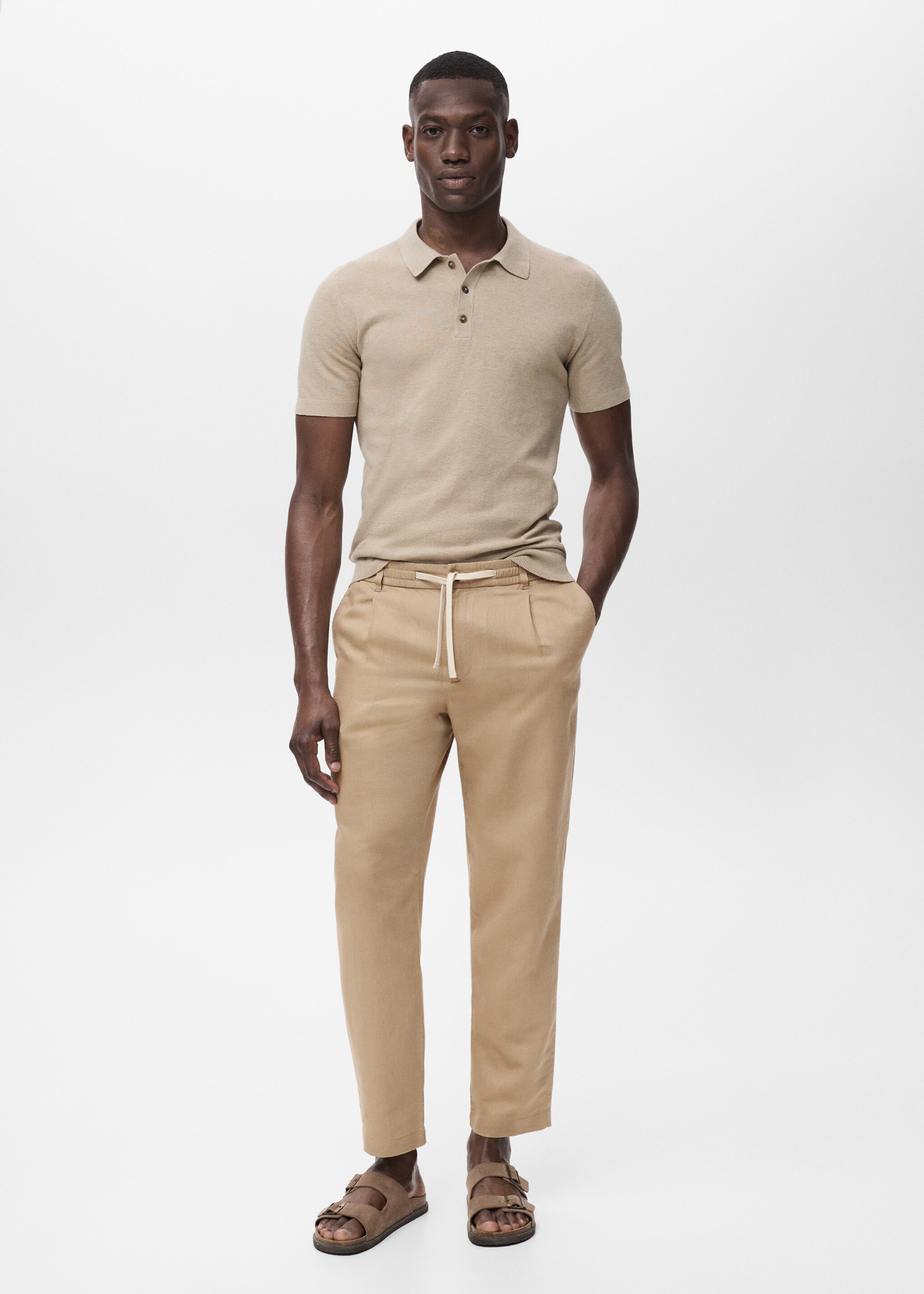Slim-fit trousers with drawstring - General plane