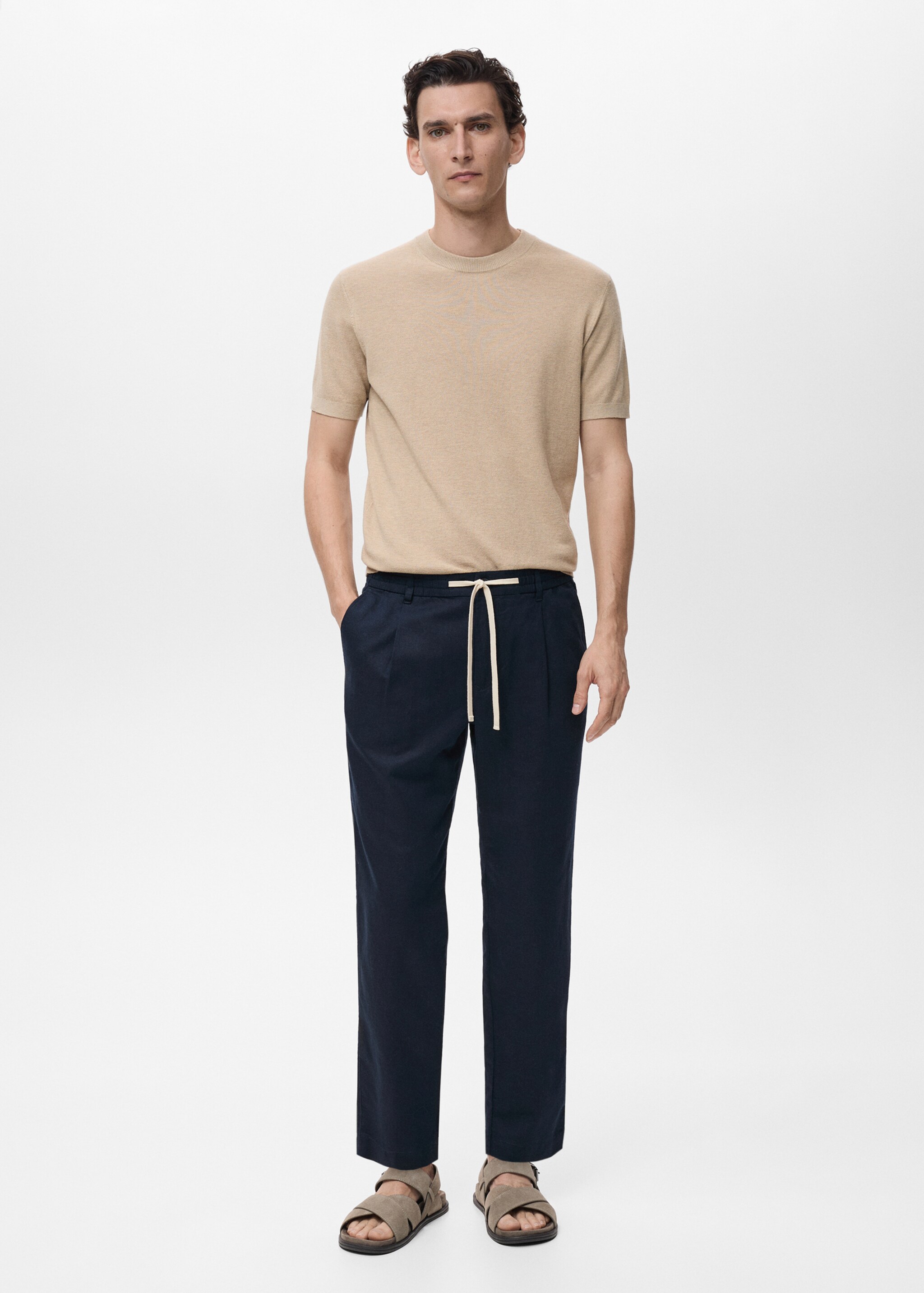 Pantalón slim fit lino cordón - Plano general
