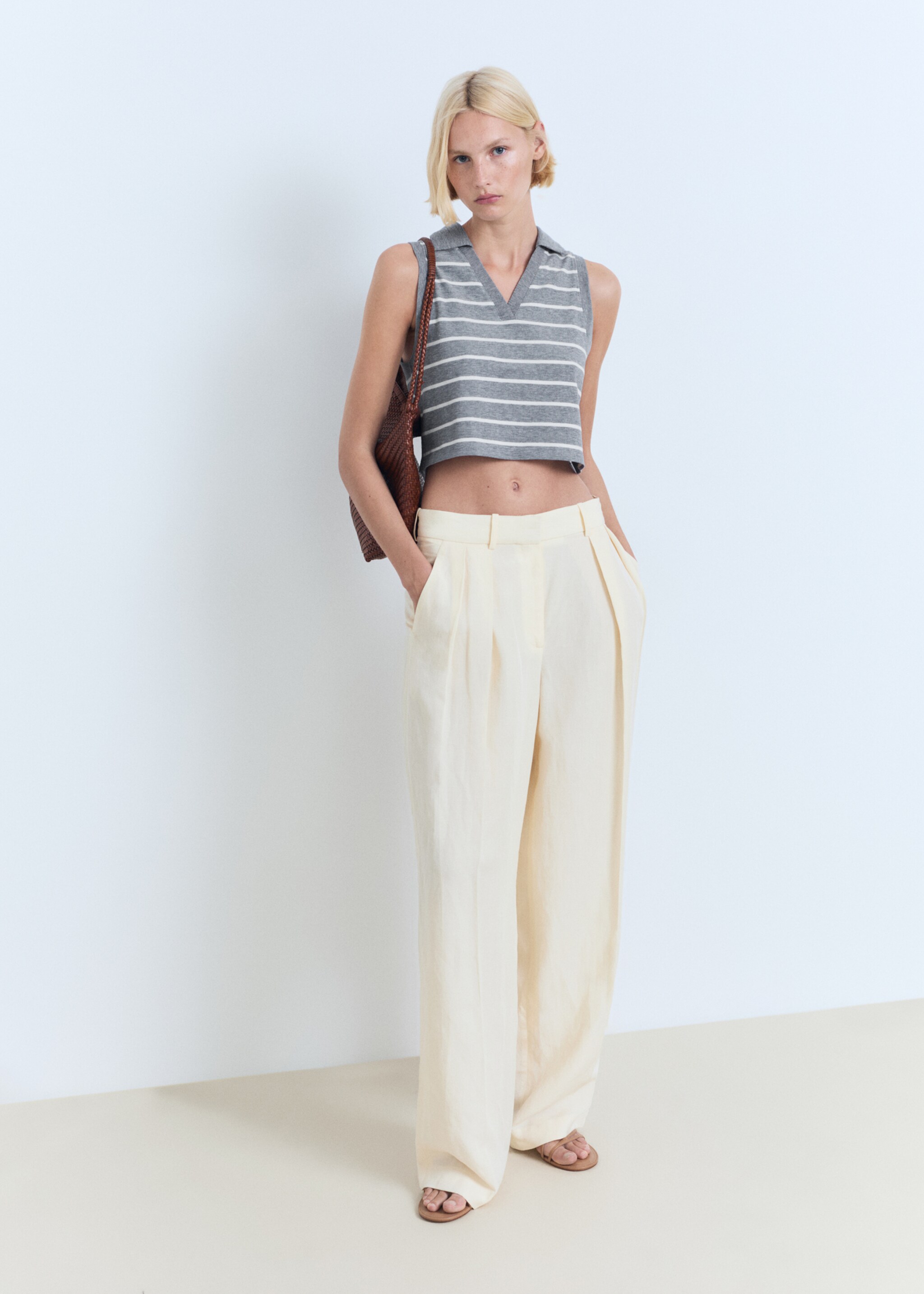 Çizgili crop polo gömlek — photo 4