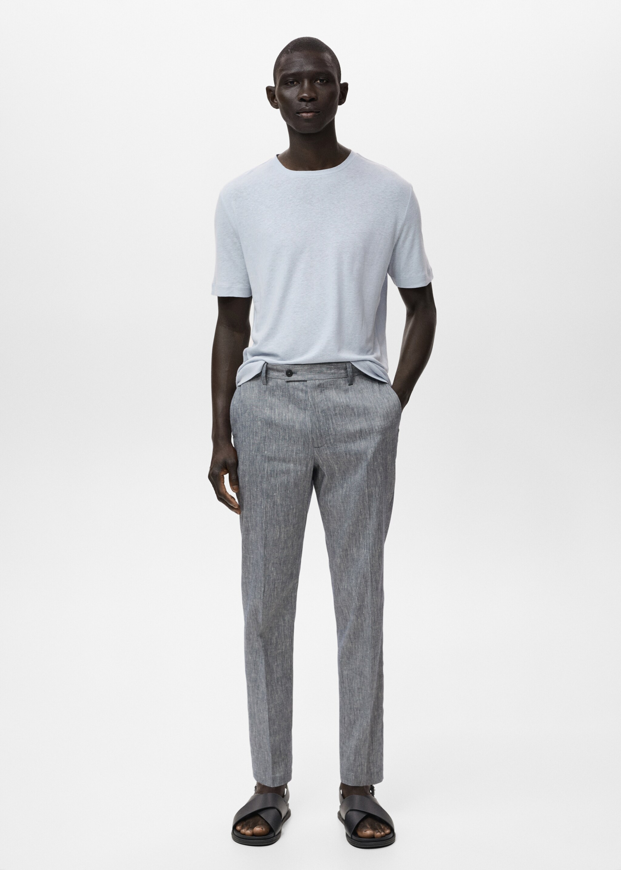 Slim fit linen trousers - General plane