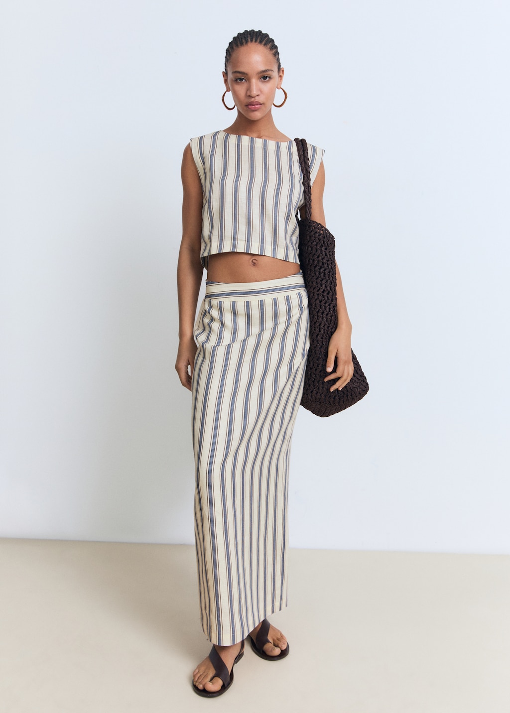 Striped linen skirt
