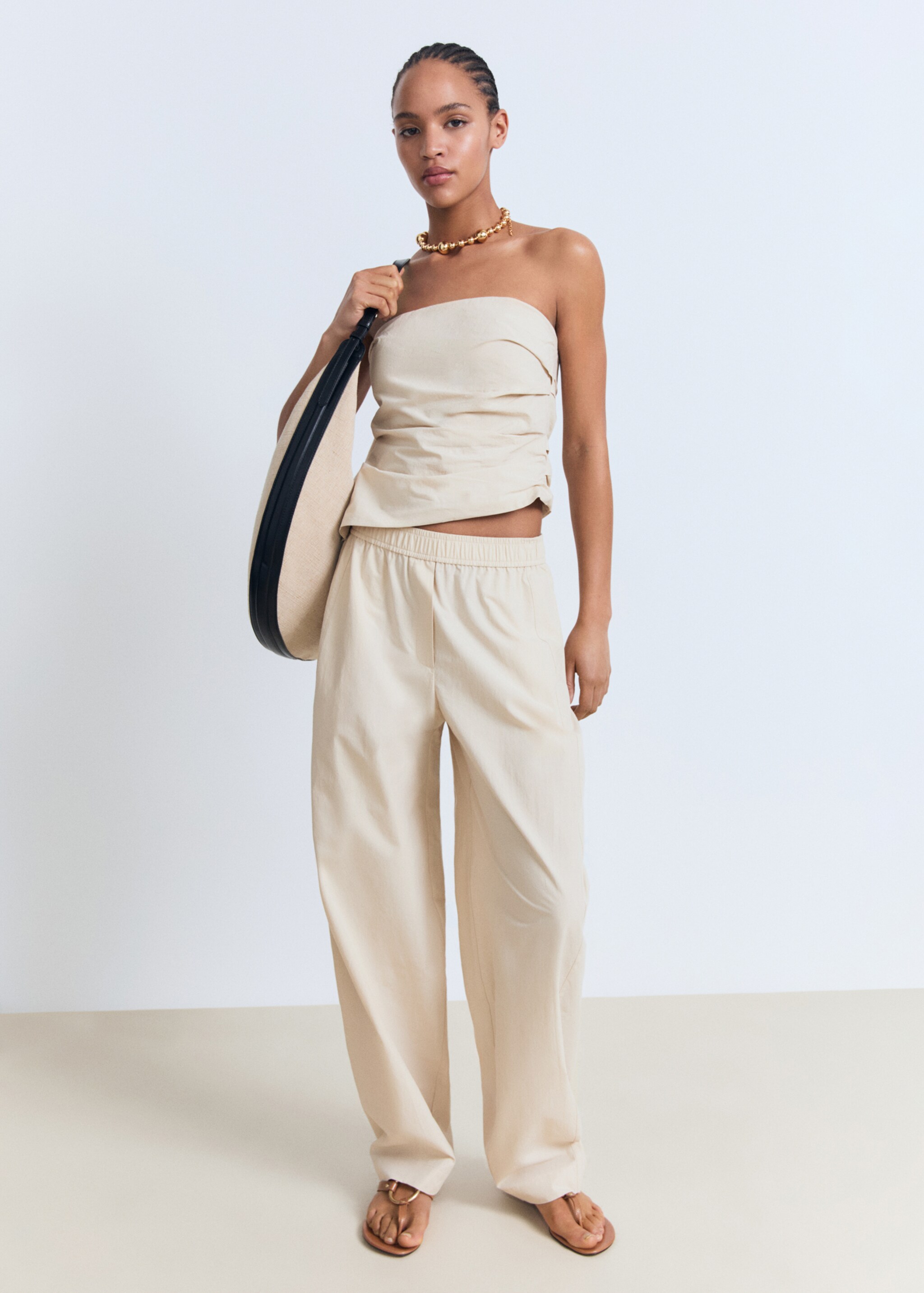 Paper bag cotton trousers - General plane