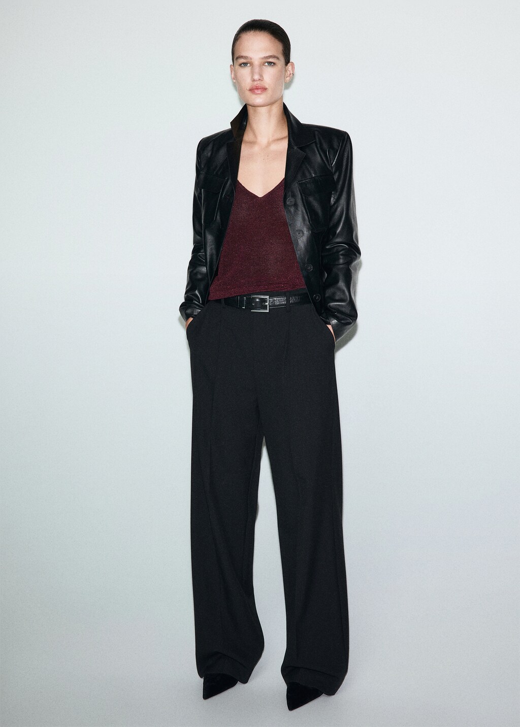 Lurex knitted V-neck top - image 2