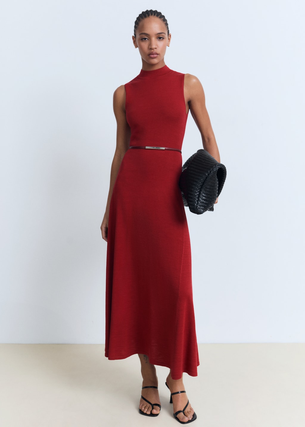 knee length dresses for ladies Chain Link Shark Bite Midi Dress main image 1